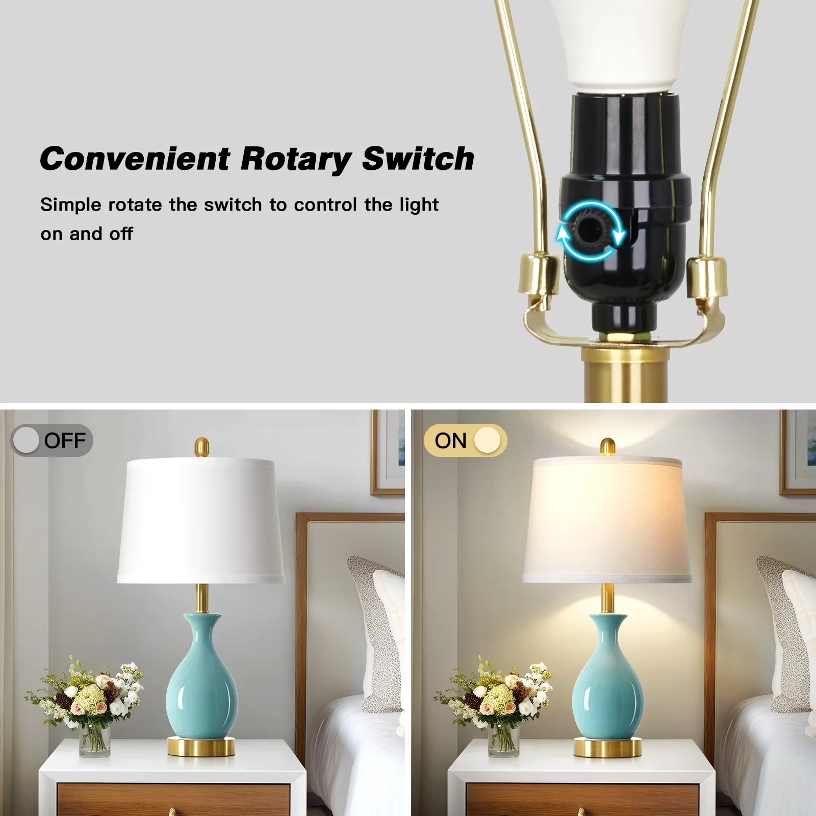 Classic Lamp Set with LED, Eco Friendly, Energy Efficient - Green Ceramic for Living Room, Bedroom Model D15AB8