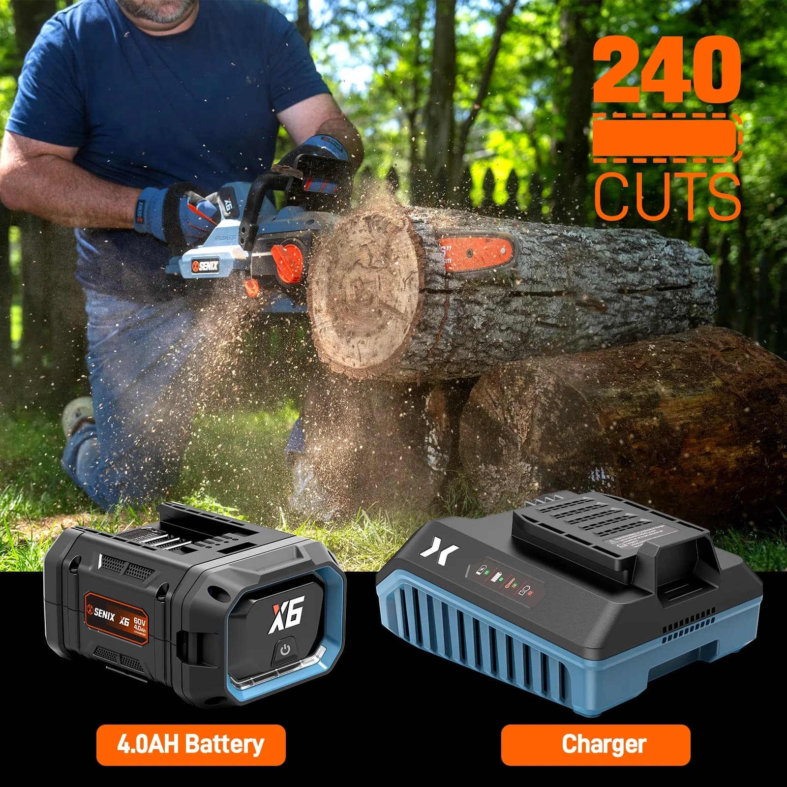 Classic Chainsaw with Battery, 60V, Anti-Vibration - Ergonomic Design Model BE1FB1