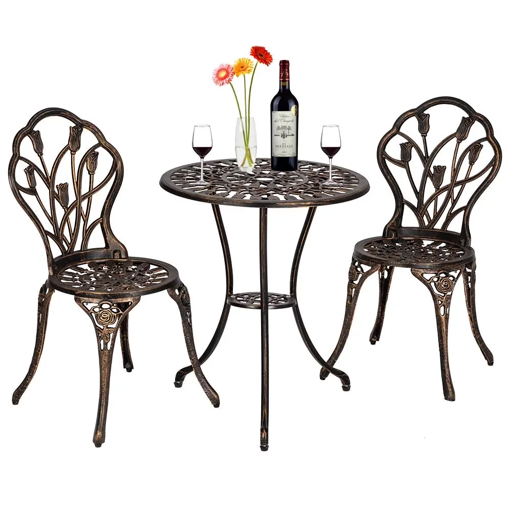 Stylish Patio Dining Set with Iron, Made of sturdy cast iron - Aluminum, Iron, Stainless Steel Model 958513