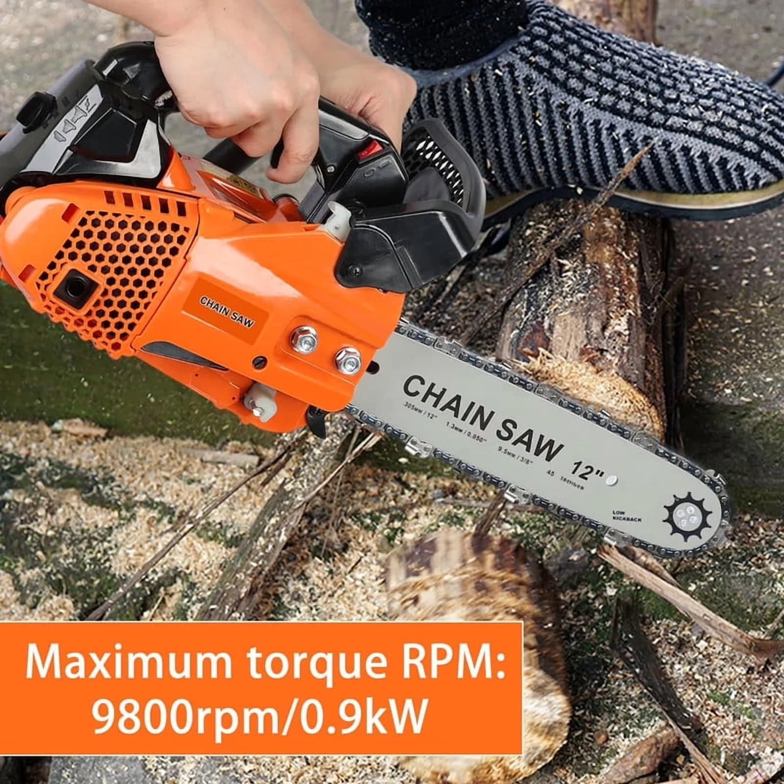 Sleek Chainsaw with Anti-Vibration, Automatic Chain Oiler - 12Inch 25.4Cc 0.9Kw Model DA0B1A