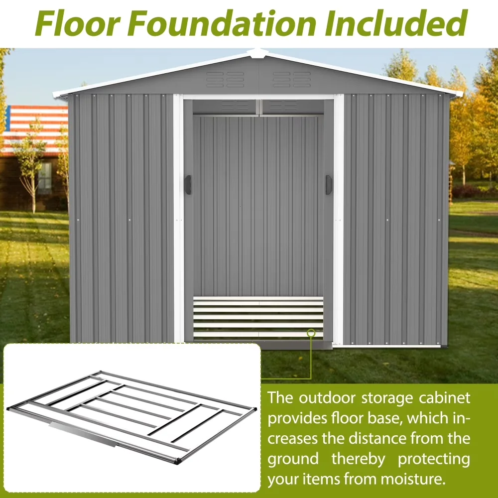Compact Shed with Waterproof, Lockable Hinged Doors & Air Vents - Metal 8 Model C279CD