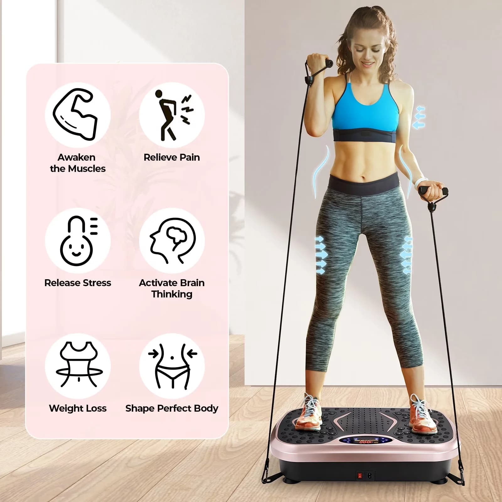 Home Gym Durable with Lcd Display, Gold, Remote Control - Abs Gold Vibration Model 5F837C