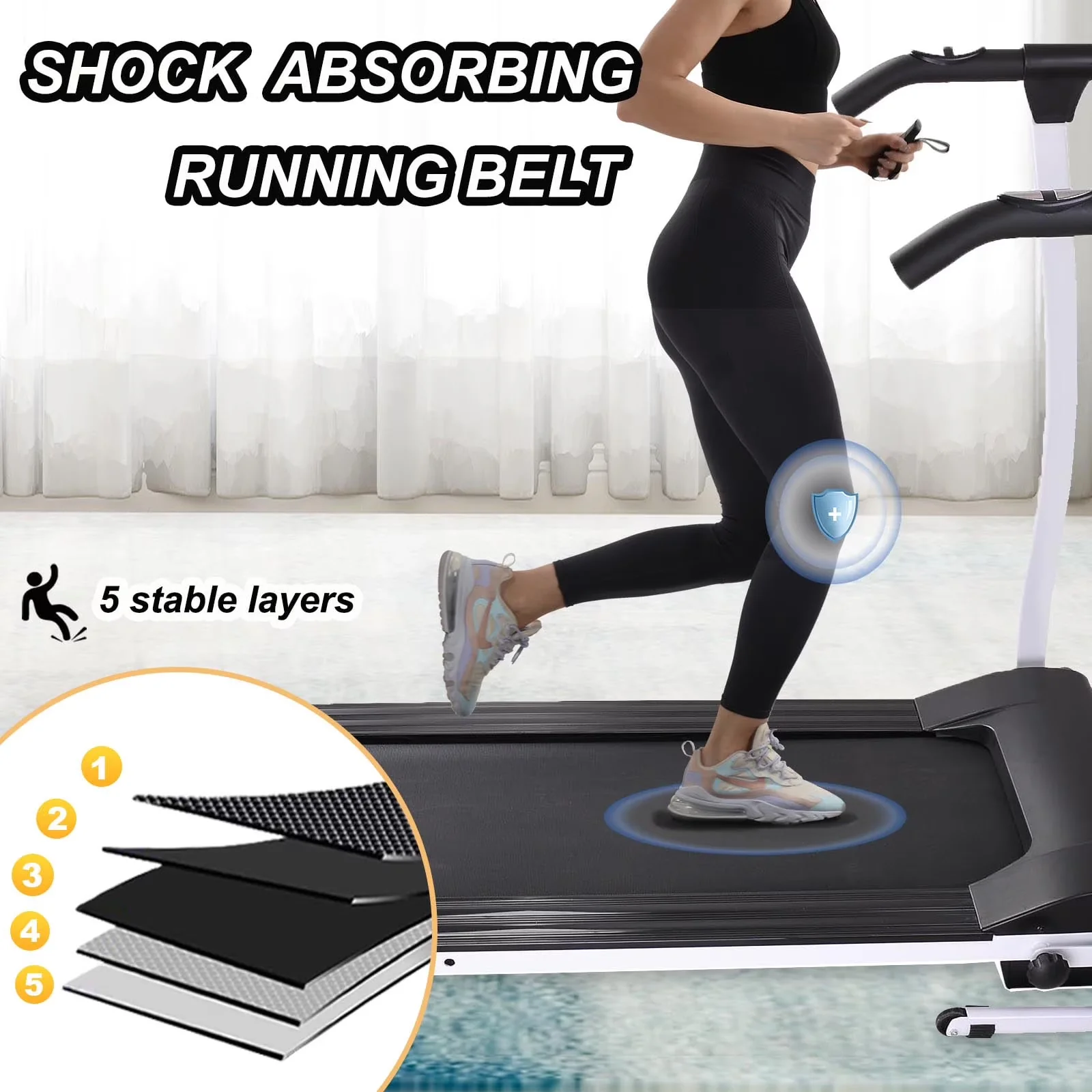 Durable Home Gym with Foldable, 1.5HP Electric Folding Treadmill - Metal White for Home Model 1D9219