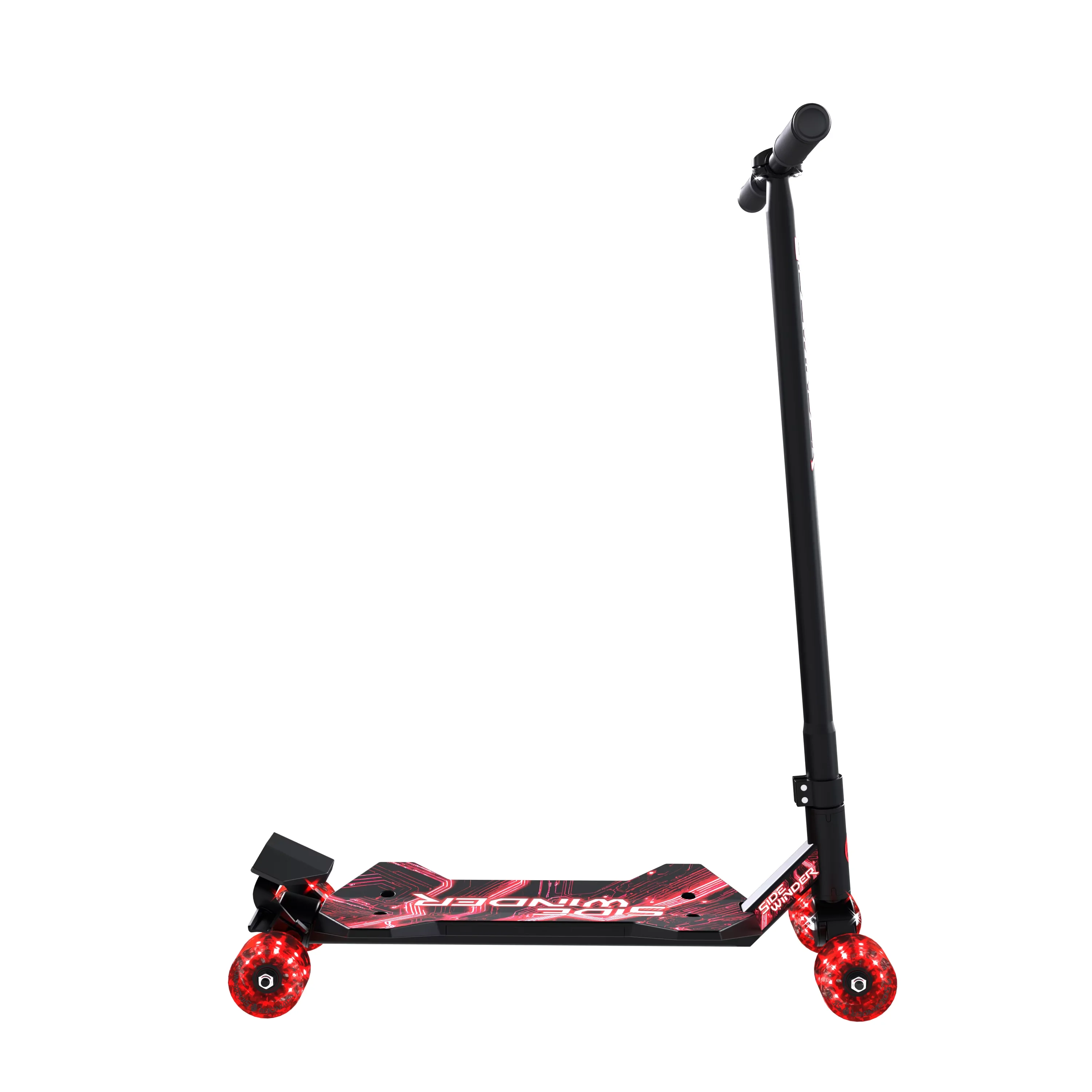 Premium Scooter with LED, Portable, Sidewinder Kids Carving - Red Steel Model B8AD1F