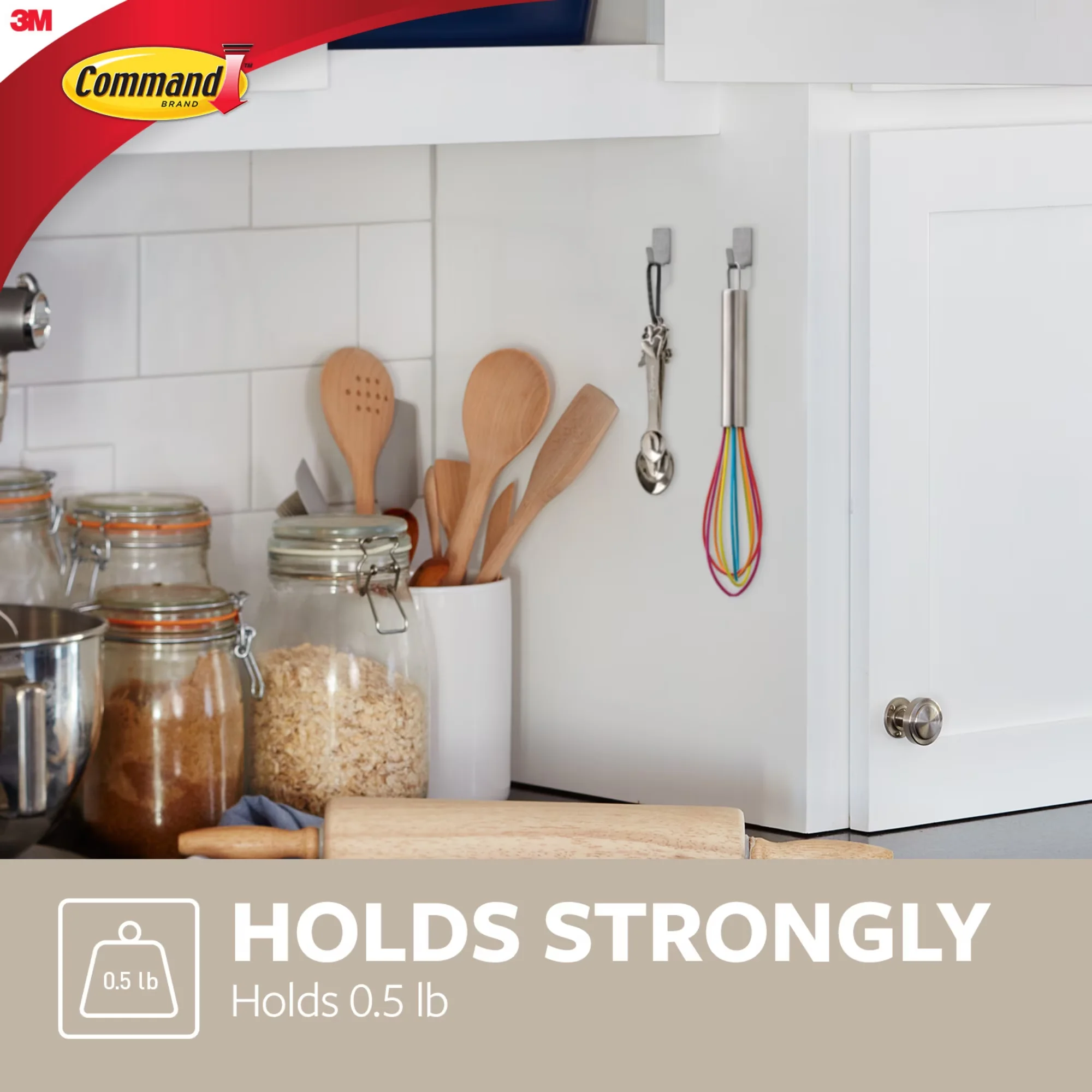 Reliable Damage-Free Hanging with Easy Installation, Stainless Steel, Hooks - Metal Silver Model 9D8CCD