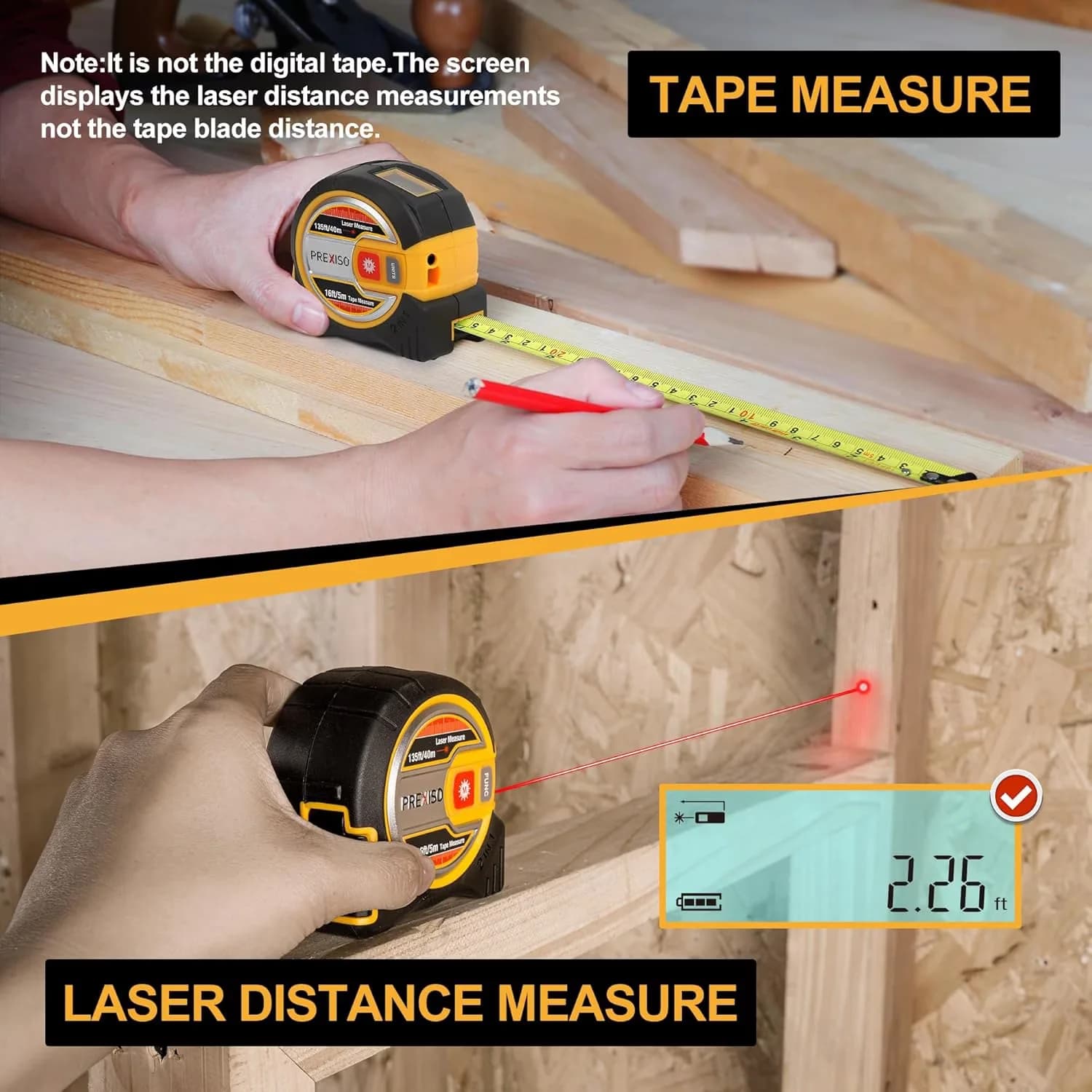 Measuring Layout Classic with Battery, Magnetic, 2-in-1 Laser Tape Measure - Abs Model 972A28
