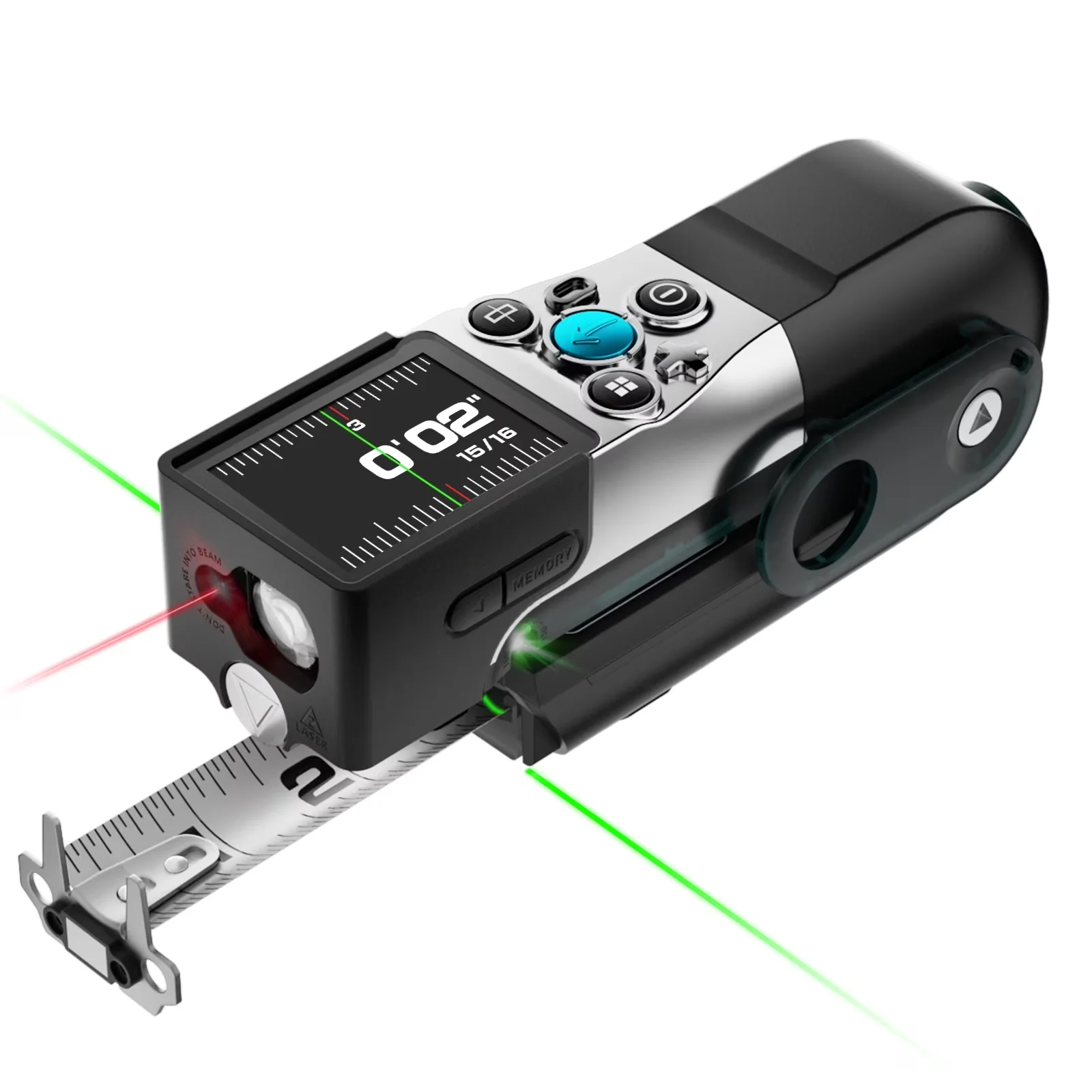 Classic Measuring Layout with Accurate Measurement, Laser, Digital Tape Measure - Abs Black Model AAF1BD