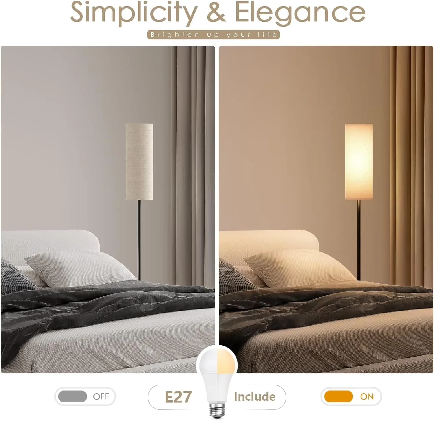 Floor Lamp Innovative with LED, 9W, Modern Standing - Iron Black - Space-Saving Design Model 52A116