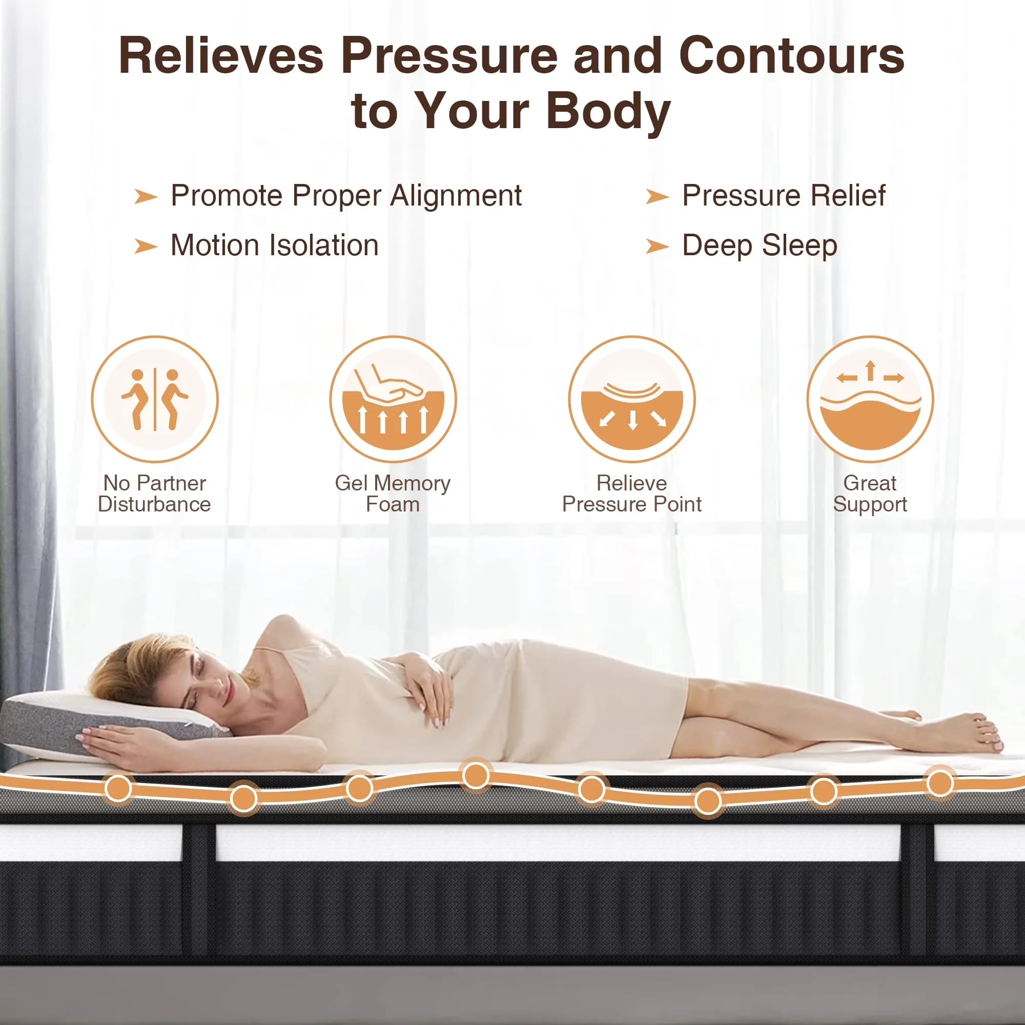 Reliable Mattresses Accessory with Mattress-In-A-Box, King Size Mattress, 14in Gel Memory Foam Mattress - White 3D Knitting Fabric Model D5E851