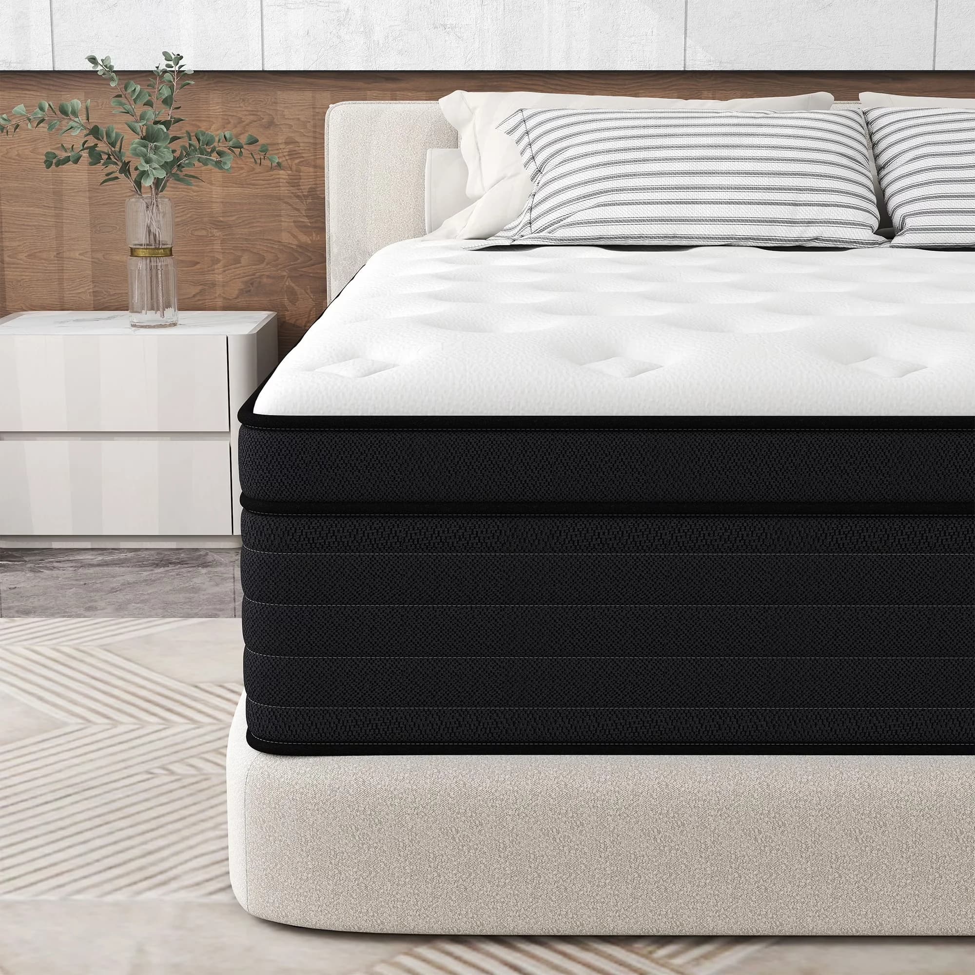 Innovative Mattresses Accessory with Mattress-In-A-Box, 12 inch Queen Mattress - Gel Memory Foam, Pocket Coils, 3D Knitted Fabric White Model F350A9