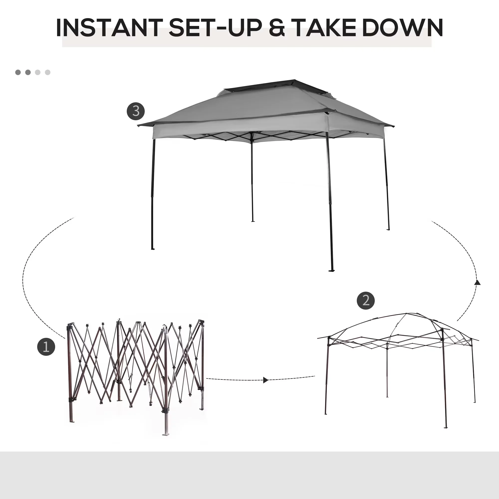 Essential Shed with Zippered, Collapsible, Outdoor Umbrellas - Gray 11' x 11' for Garden Model 72E36F