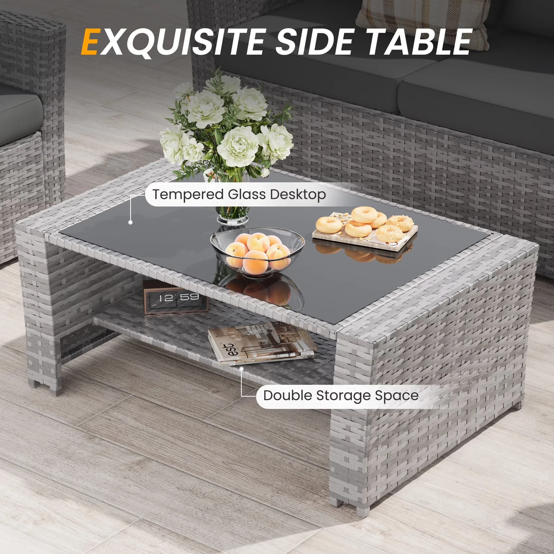 Outdoor Sofas Sectional Sleek with Weatherproof, Wicker Patio Furniture Set - Rattan Model E23AE3