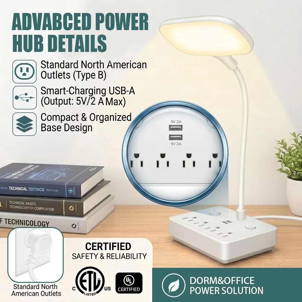 Lamp Durable with LED, Usb Port, Modern - White Abs 4ft - Universal Fit Model FE2FDE
