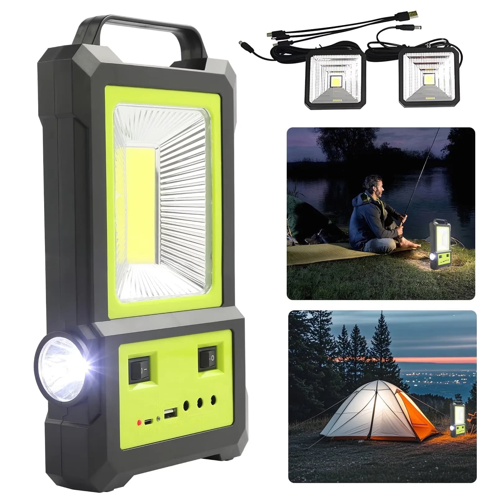 Modern Generator with Usb Port, Bulb, Portable - Green for Camping, Outdoor Model BF8E60