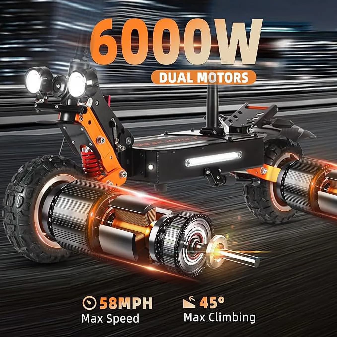 Modern Scooter with 6000W, Integrated Seat, Foldable - Blue Aluminium Alloy Model 1BE684