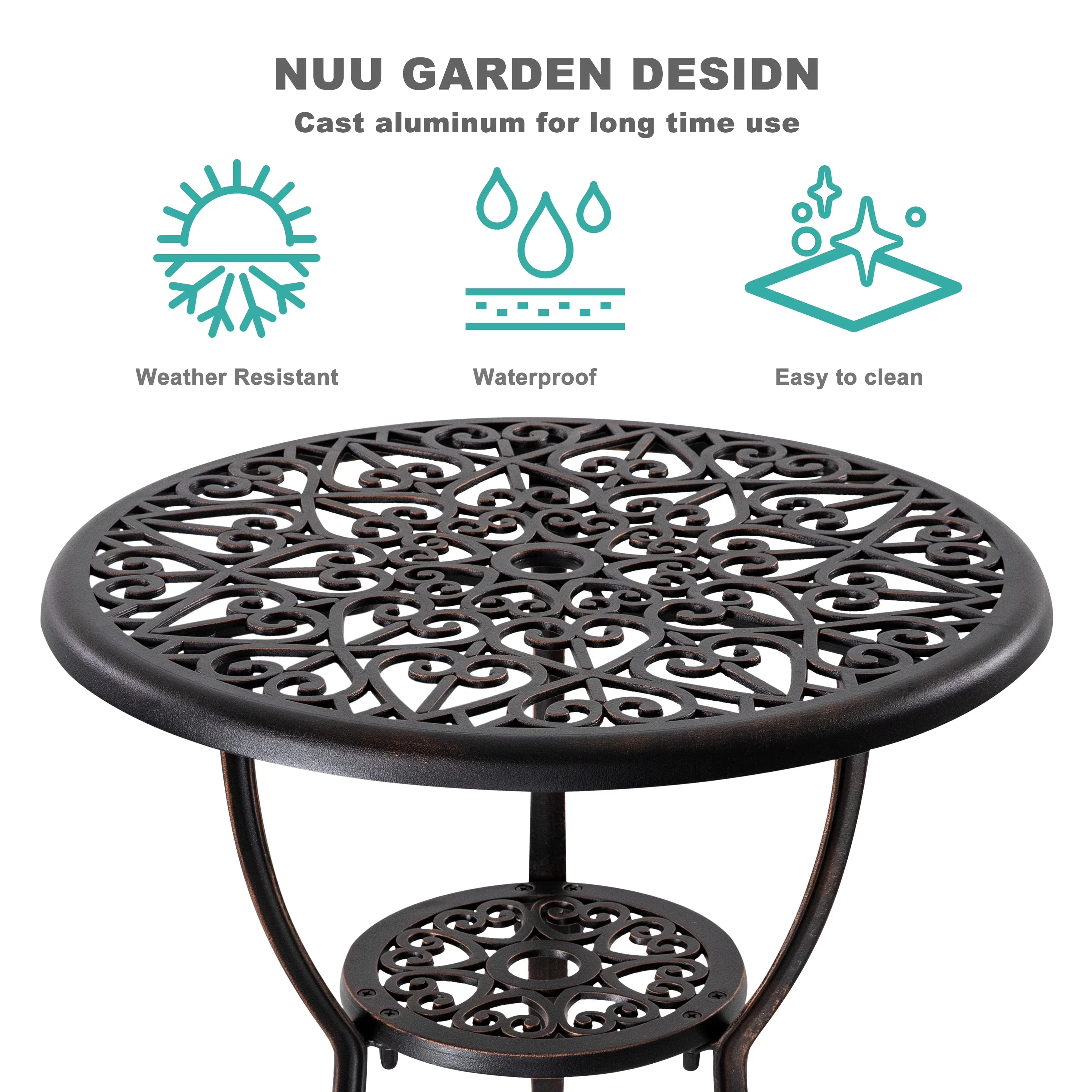 Modern Patio Dining Set with Weather-Resistant, Outdoor Table Sets, Umbrella Hole - Model D87724