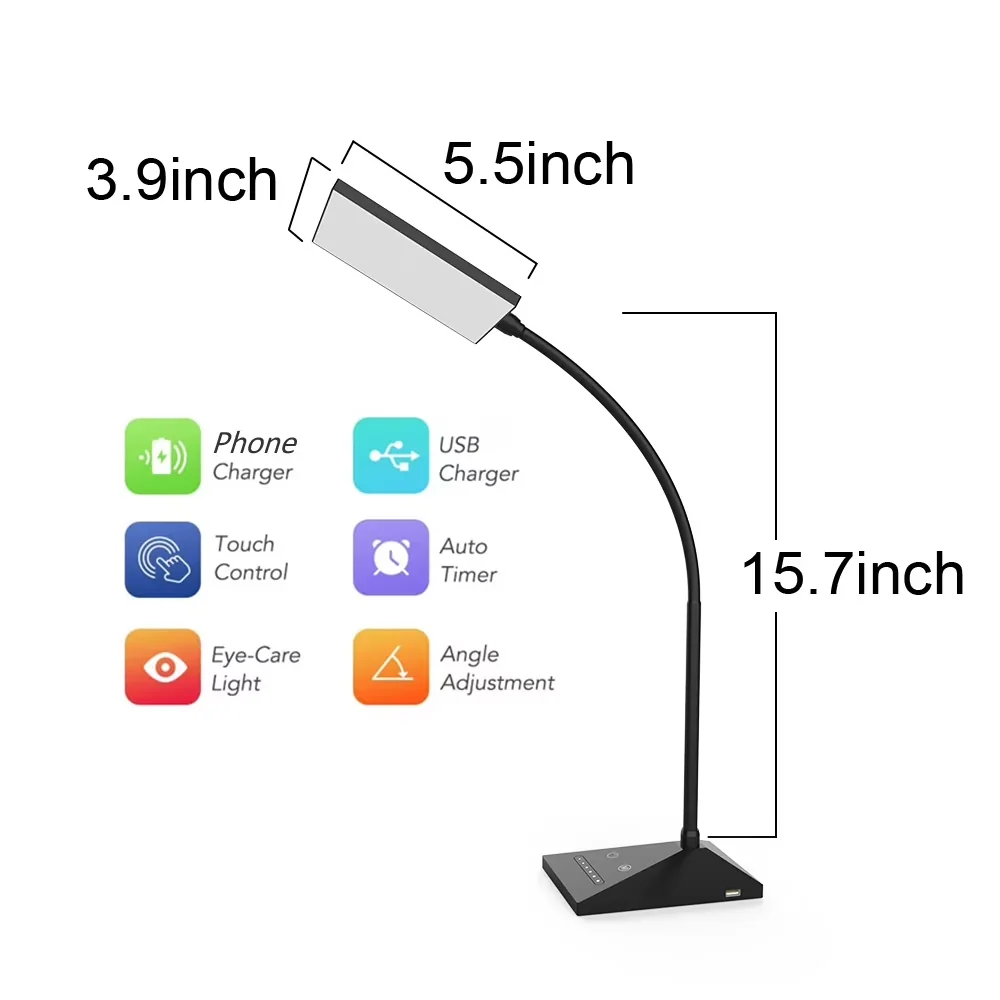 Stylish Desk Lamp with LED, Gooseneck - Black for Home Office, Bedroom Model 7C0A8D