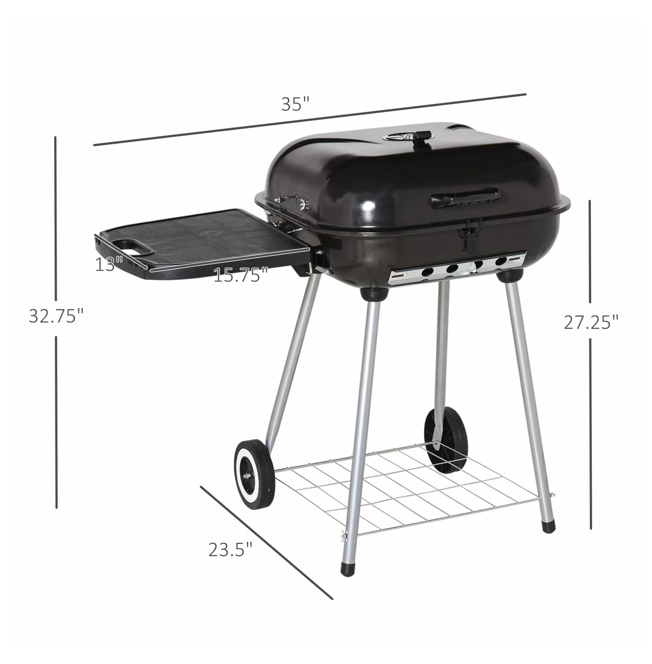 Flat Top Grill Quality with Wheels, Portable BBQ Smoker, 22 Inch Charcoal - Model 8B70FF