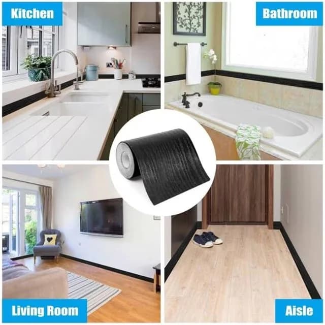 Efficient Wallpaper Wall Decals Wall Covering with Frame Border Sticker Black, Size: 3.93 inches wide x 196 inches long - Plastic... Model 722FFB