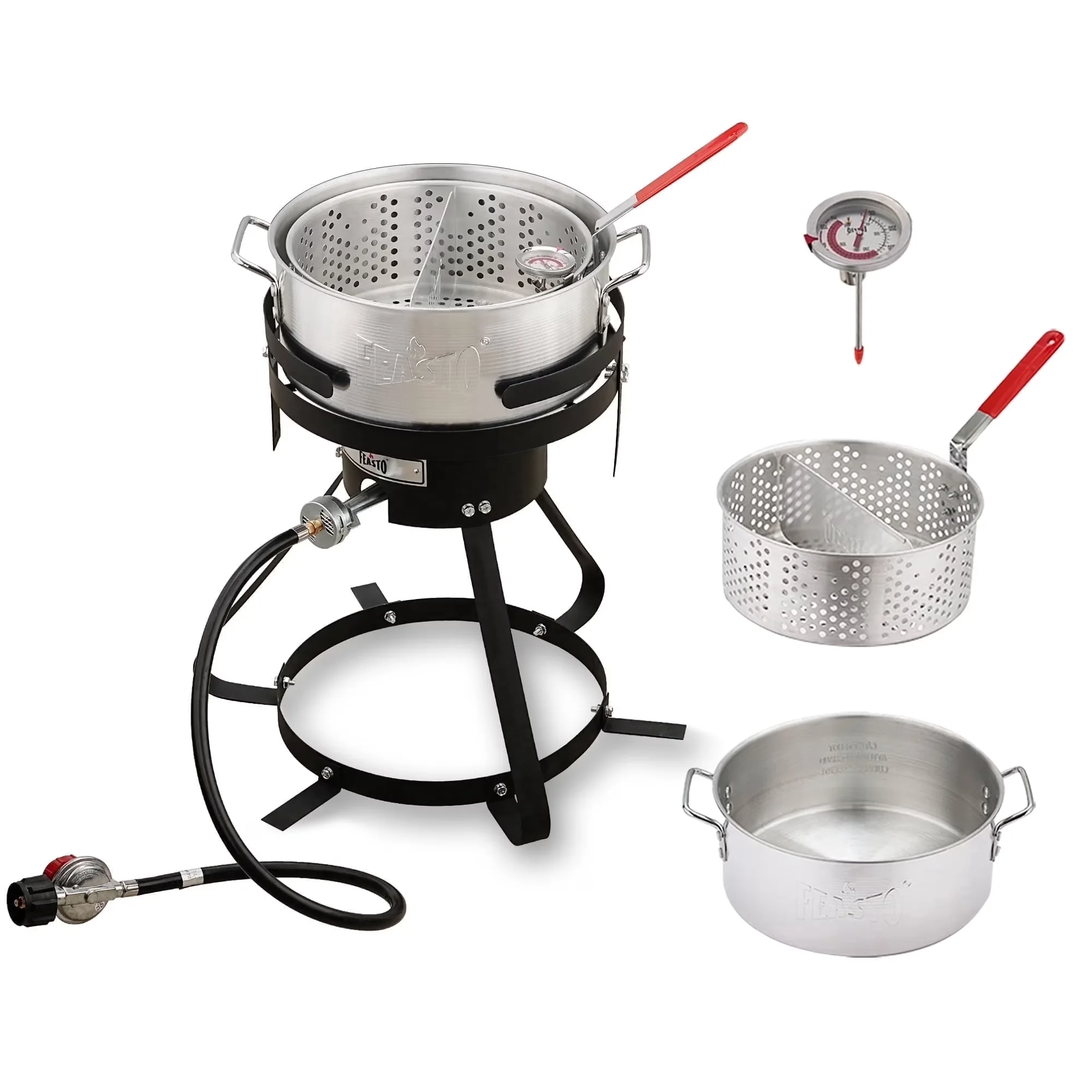 Versatile Outdoor Fryer with 50000 BTU, Adjustable Regulator - Aluminum Silver Model EA734C