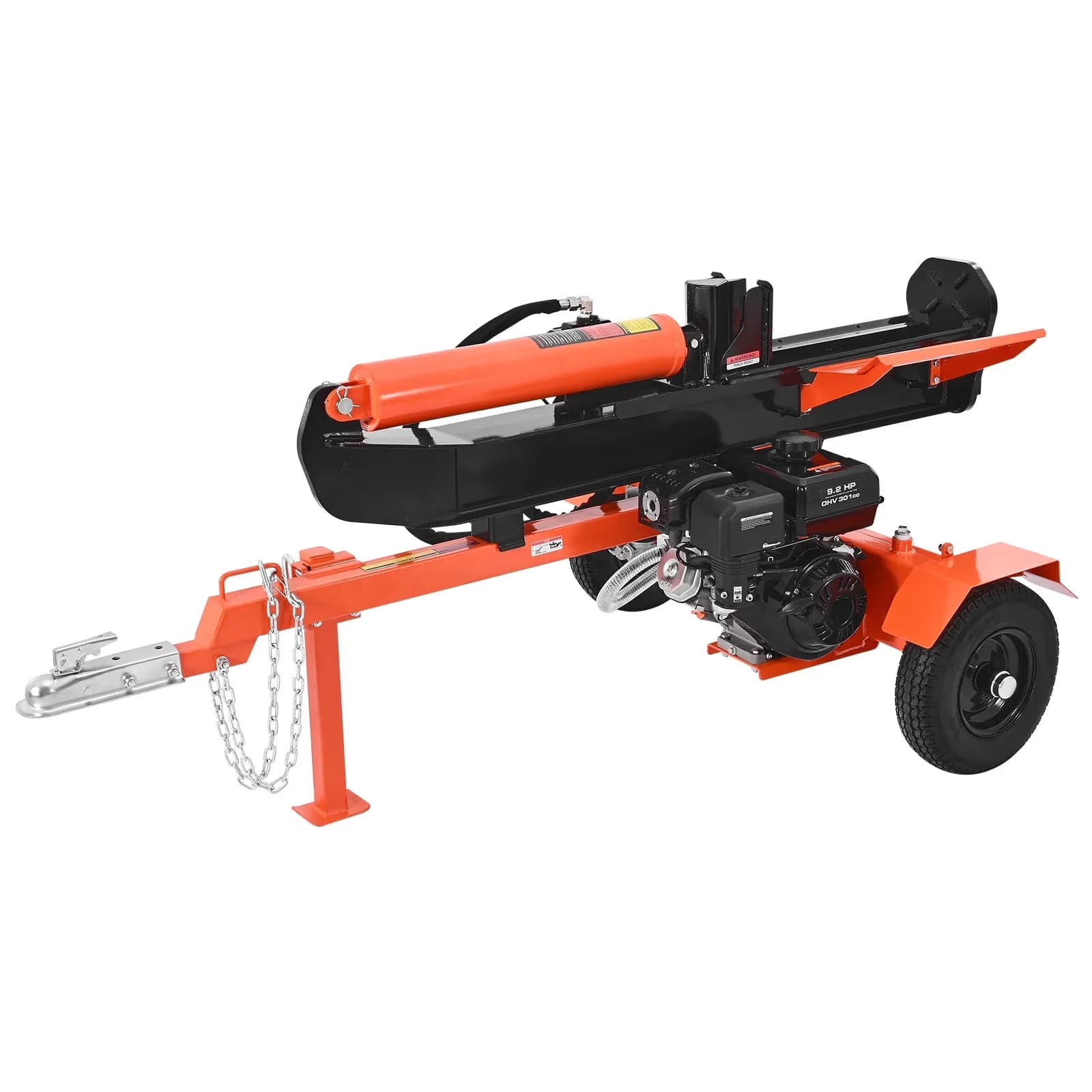 Logsplitter Modern with Wheeled, 2" Ball Coupler, 30-Ton Gas Log Splitter - Orange+Black Model D55E73