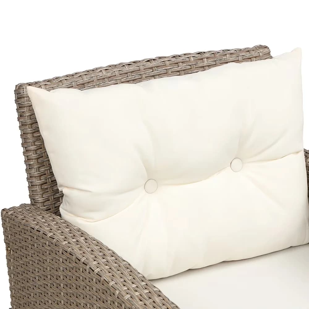 Patio Conversation Set Sleek with Lounge Chair, Outdoor Sets, Wicker Chair - Wicker, Steel Beige Cushion for Garden Model 55A455