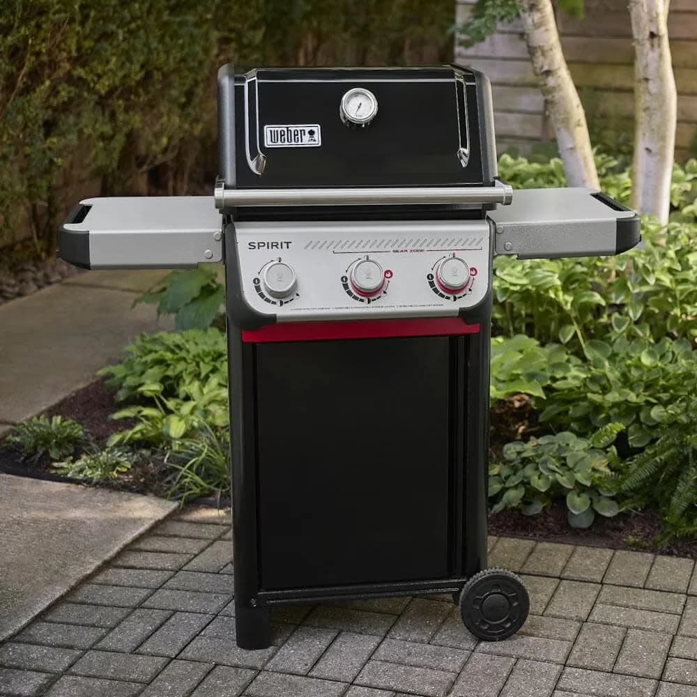 Efficient Gas Grill with Warming Rack, E-325 3 Burner Propane, Black - Black Porcelain Enamel Steel Model F023F3