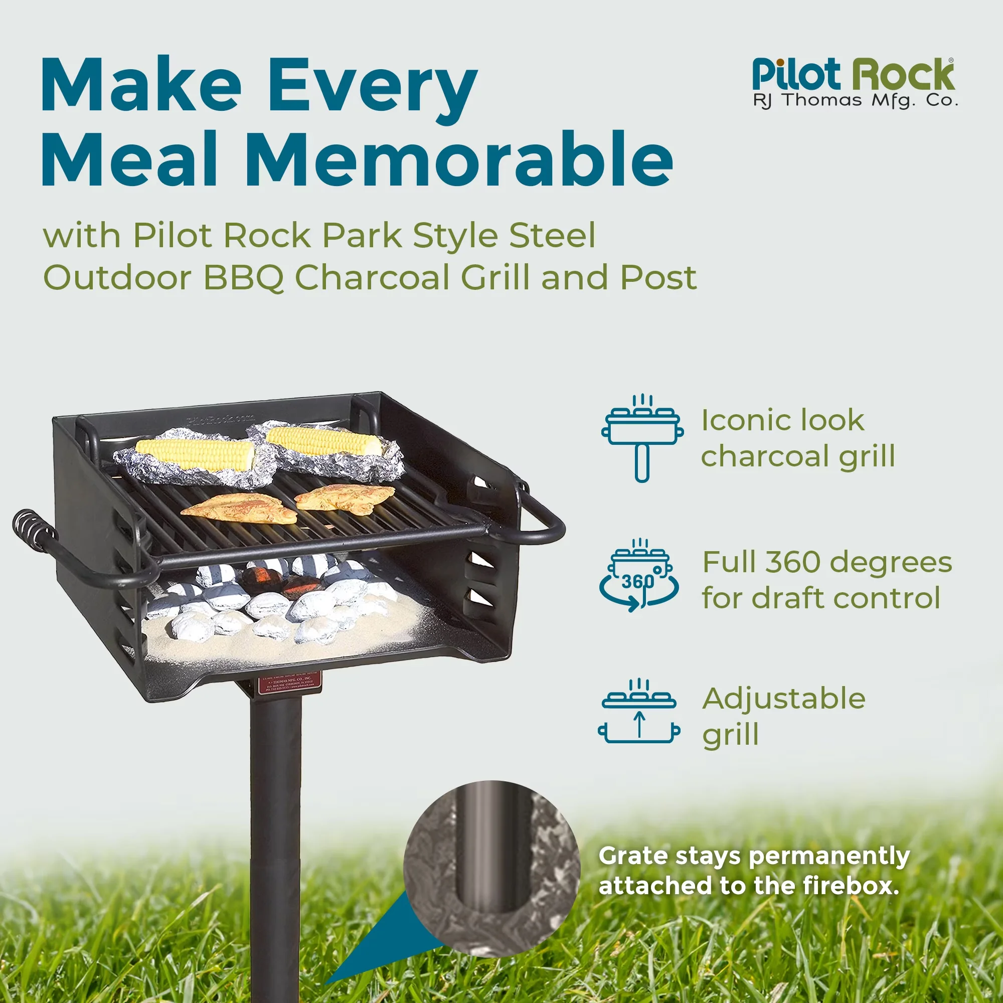 Stylish Flat Top Grill with Charcoal Basket, Park Style Steel Charcoal, Black - Steel Black Model BD3EA7