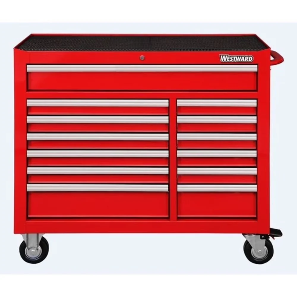 Sleek Toolstorage with Heavy-Duty, Finish Powder Coated, Rolling Tool Cabinet - Red Steel Model A03991