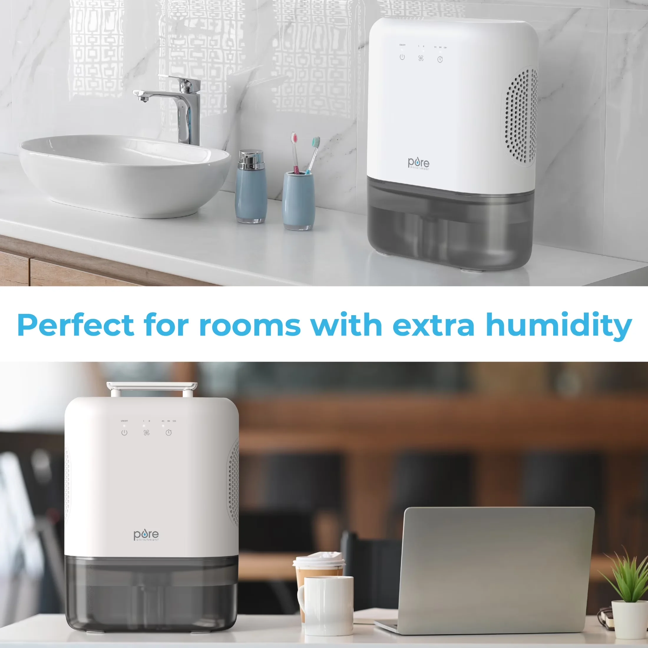 Classic Dehumidifier with Automatic Shut-Off, Bathrooms, Extra-Large 2L Water Tank - White Model DBED53