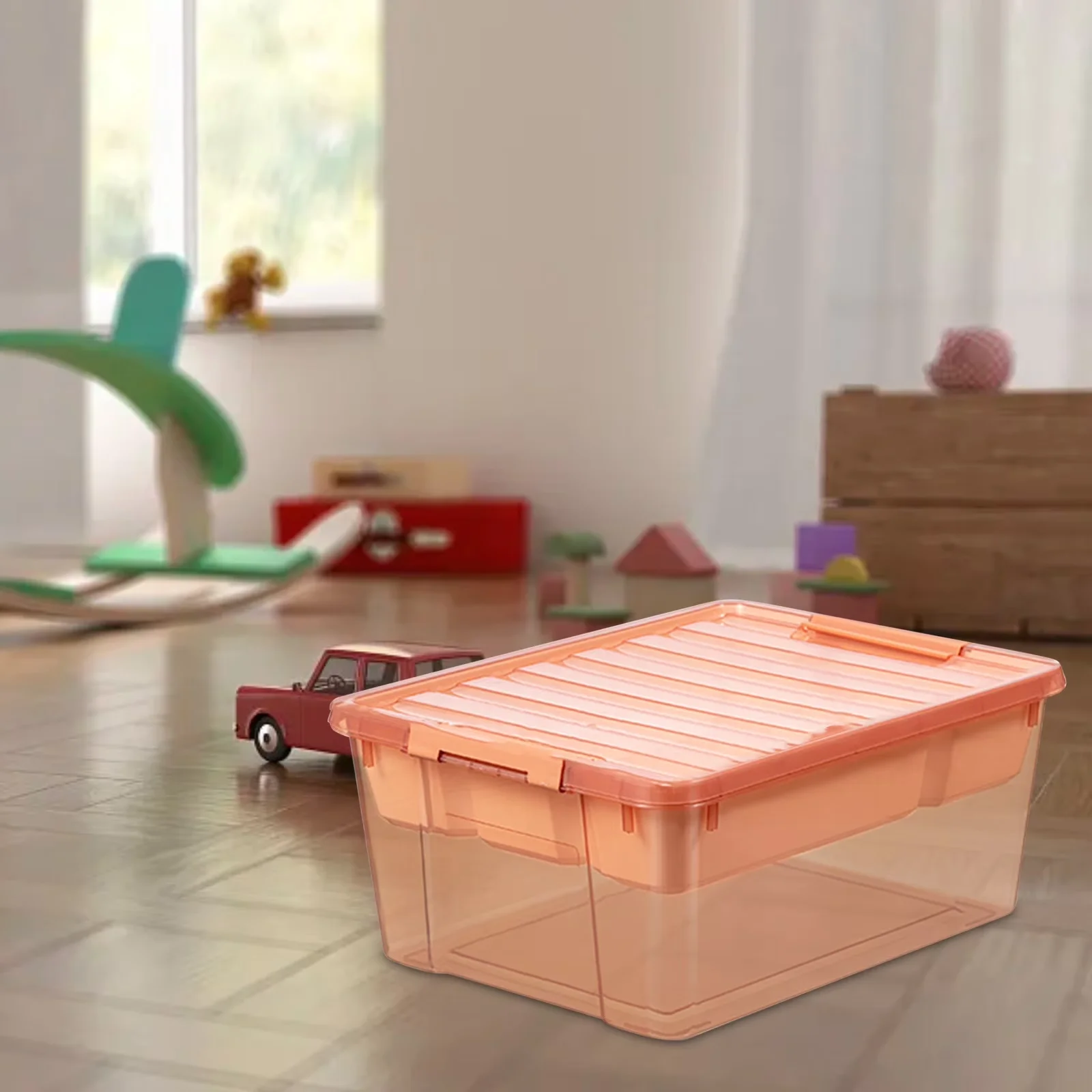 Garage Storage Supply Reliable with Stackable, Building Blocks, Toys Organizer Bins - Orange Plastic Model 781091