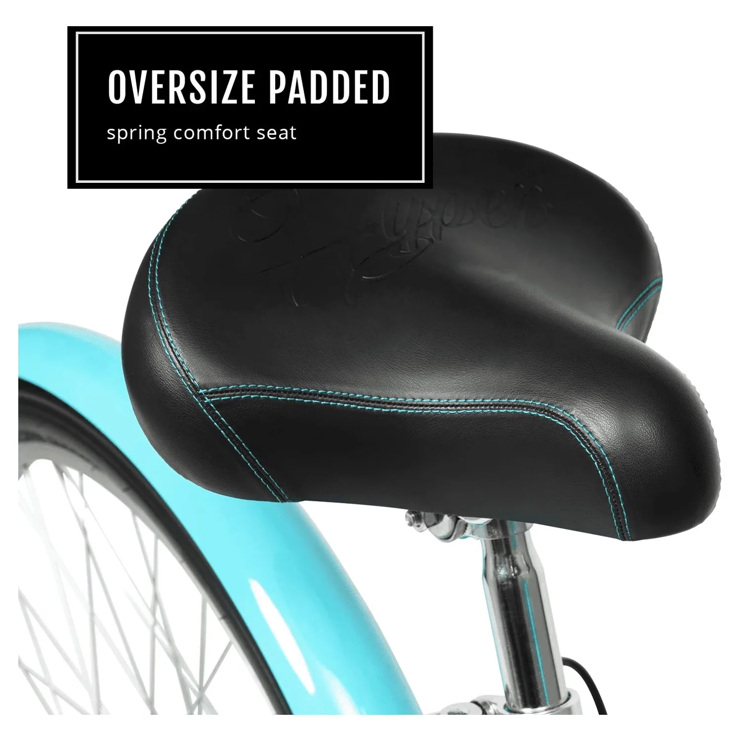 Classic Cruiser Bike with Adjustable Seat Height, Lightweight, Comfortable platform pedals - Blue Model E75FDA