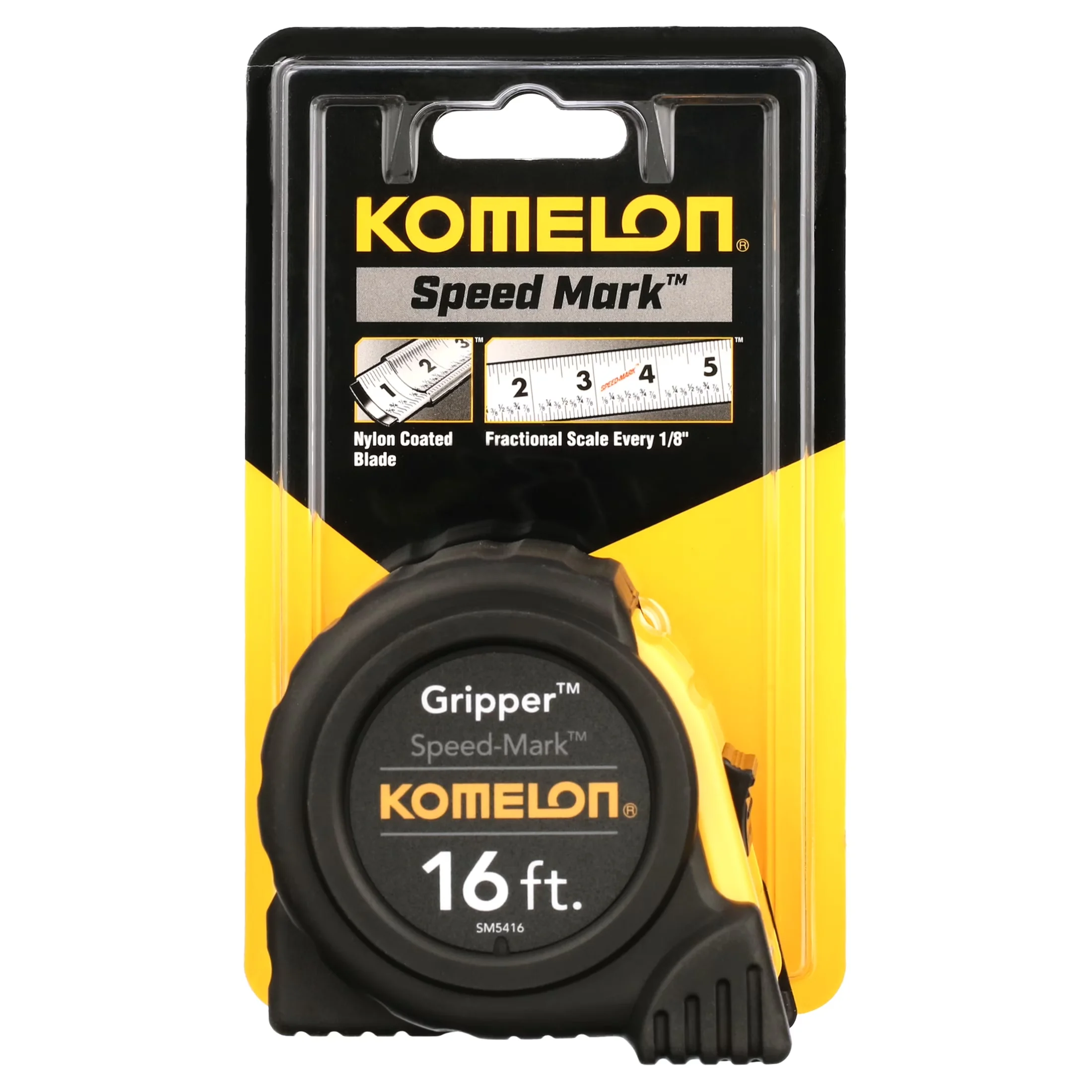 Premium Measuring Layout with Accurate Measurement, 16ft. Speedmark Gripper Tape Measure - White Abs, Plastic, Rubber Model FE43DC