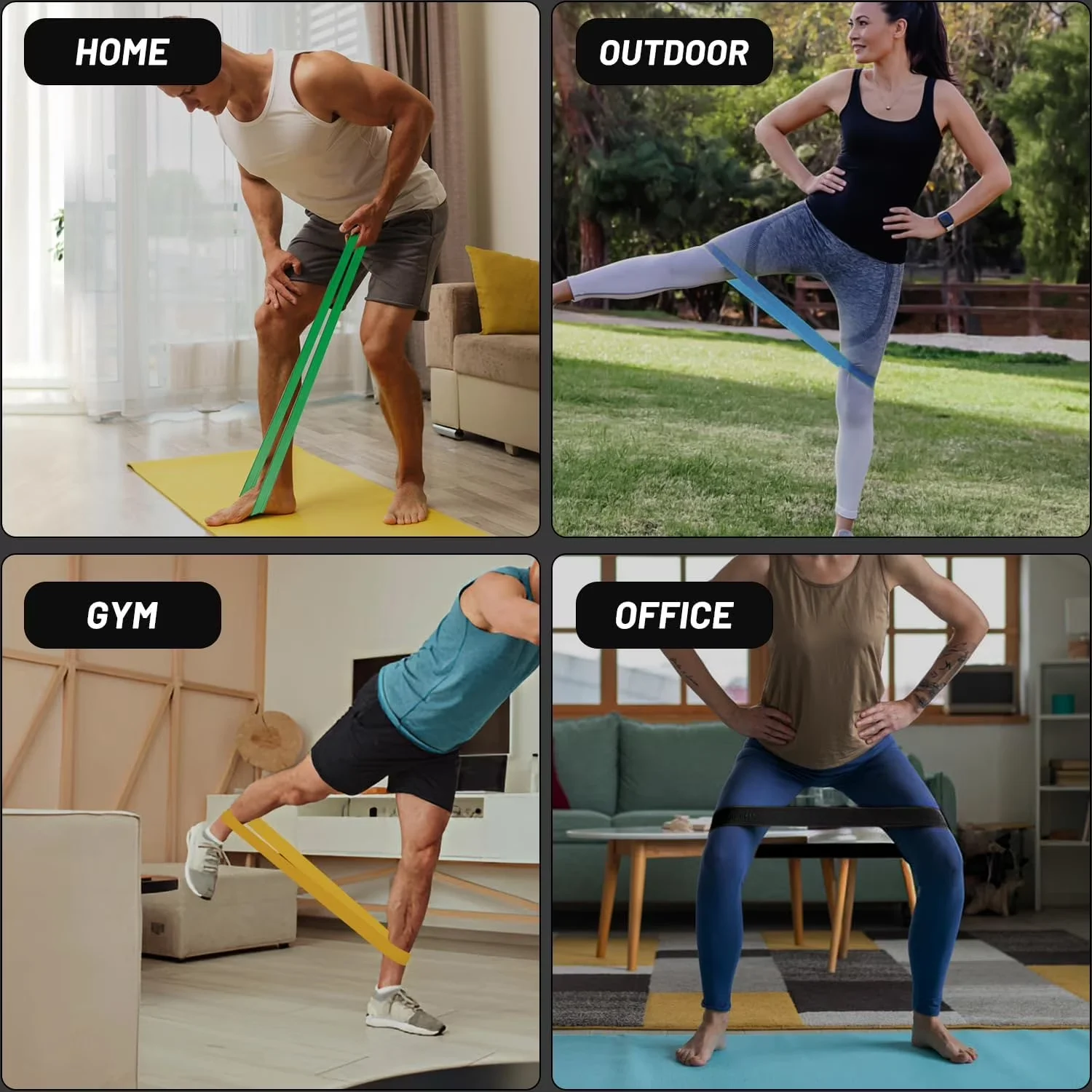 Modern Home Gym with Anti-Slip, 10PCS Pull Up and Exercise Loops - Atural Latex Green Model C4F0C0
