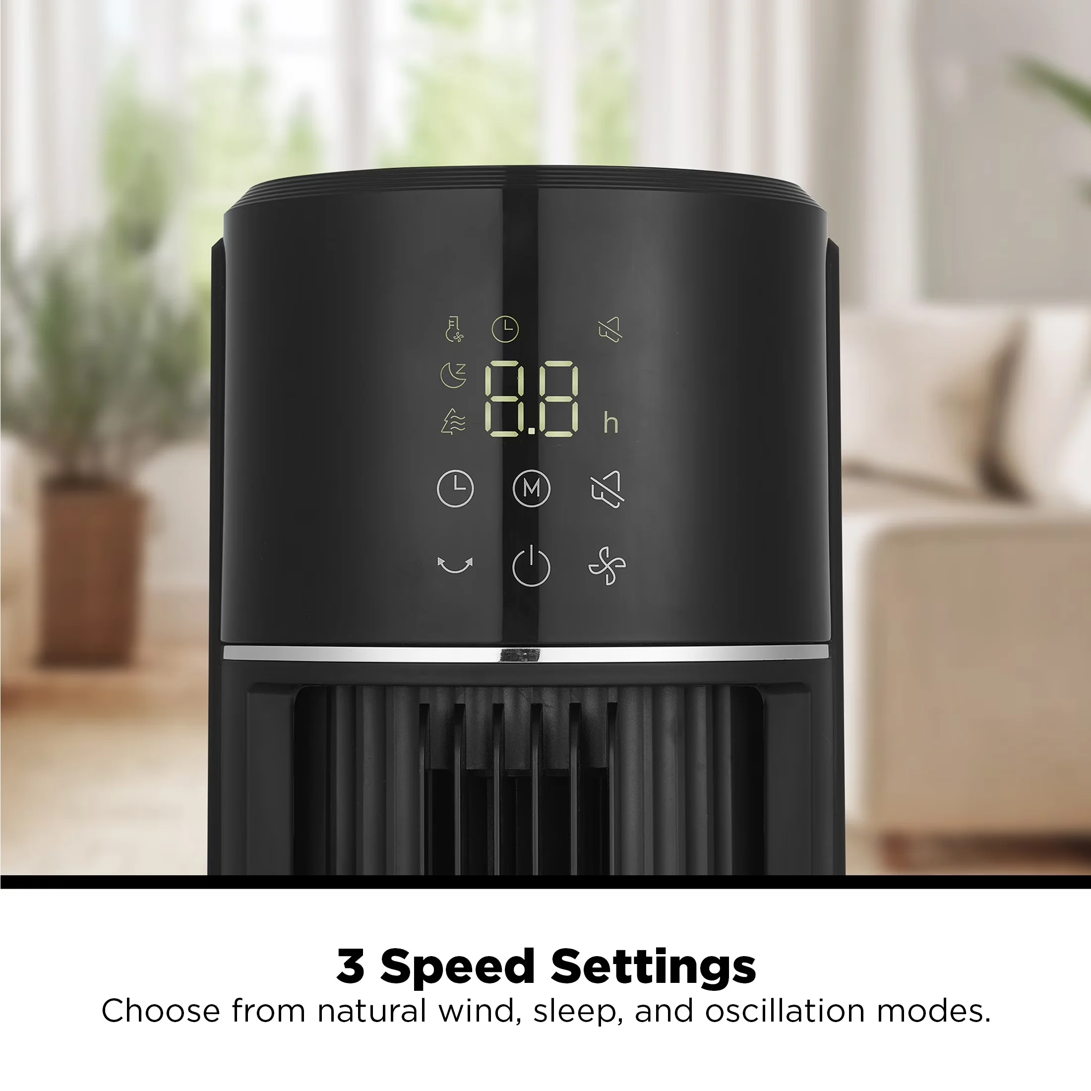 Fans In Cooling Versatile with LED, Remote Controlled, 40-Inch Tower Fan - Plastic Black Model 7ED8DD