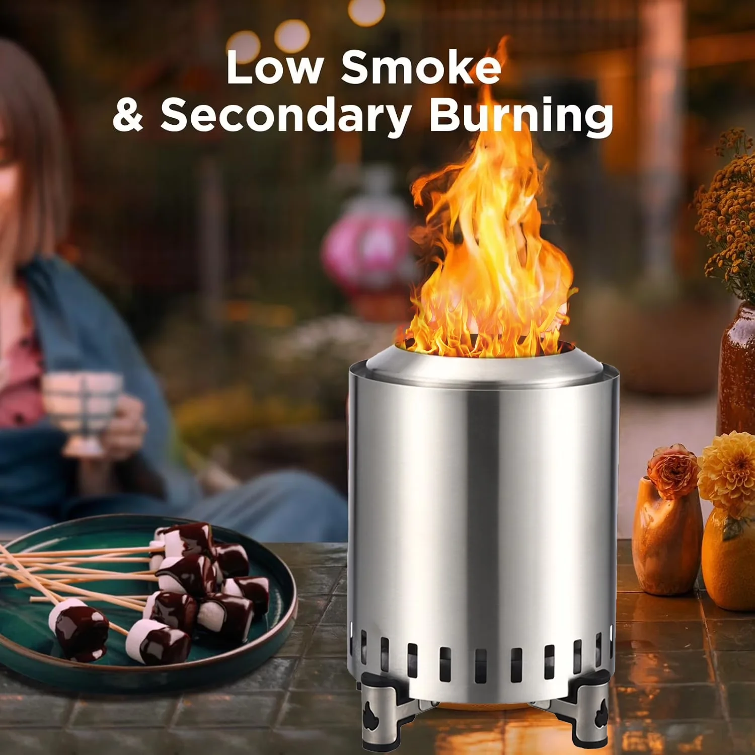 Stylish Outdoor Heating with Portable, Key Features: - Silver Stainless Steel Model 94CC27