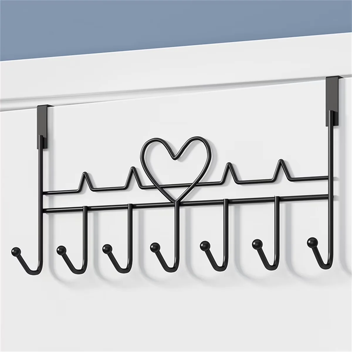 Bathroom Renovation Premium with Rustproof, 7 Hooks - Iron Black for Home Office, Kitchen Model 95889C