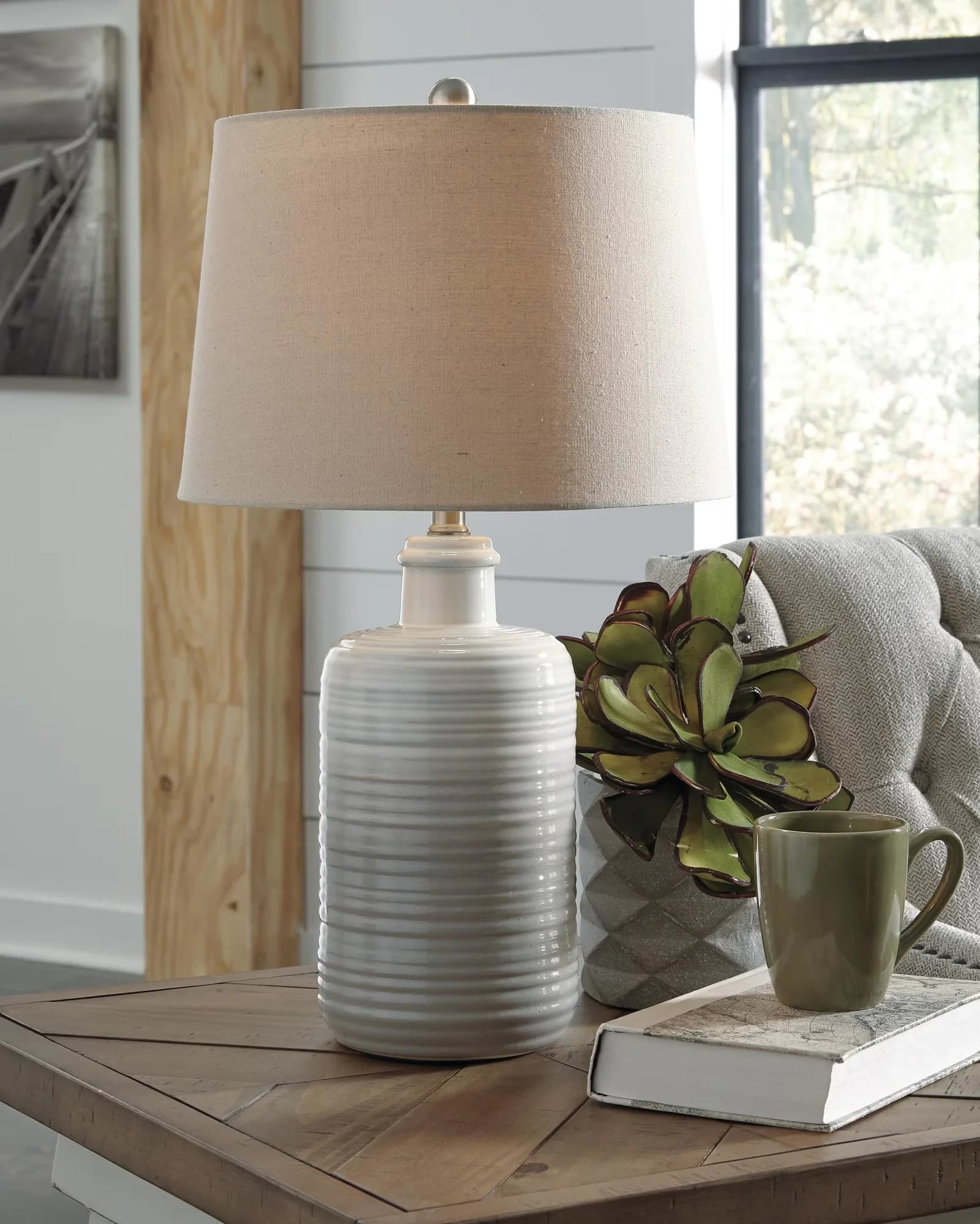 Efficient Lamp with Incandescent, Traditional, Casual Marnina Table (Set of 2) Taupe - Ceramic Brown Model E2E35B