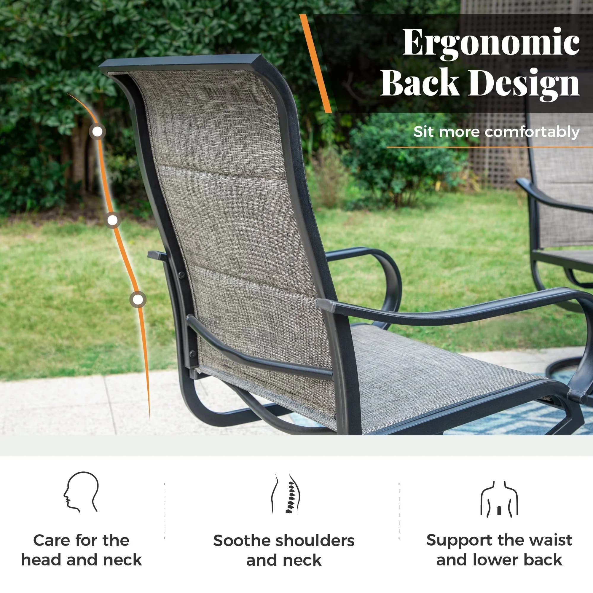 Quality Patio Dining Set with Modern, 5-Piece, Grayish Brown - Steel And Textilene Model CB8CFB