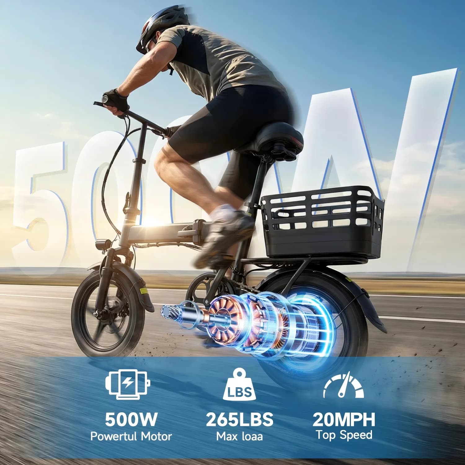 Electric Bike Premium with 500W, 48V, Adjustable Speed - Modern Design Model A87AEA