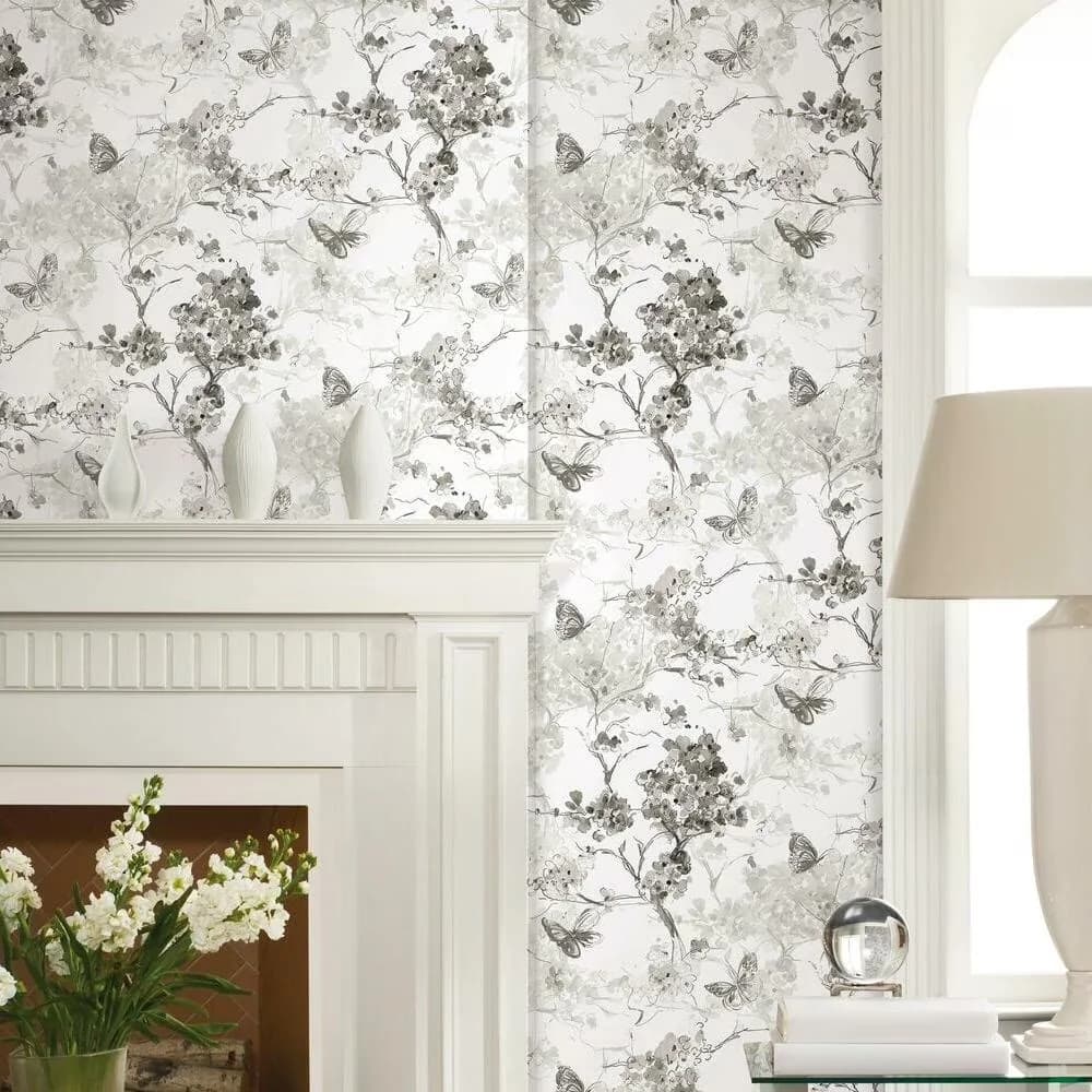 Wallpaper Premium with Removable, Spring Cherry Blossoms Peel and Stick - Vinyl Blue Model 243433