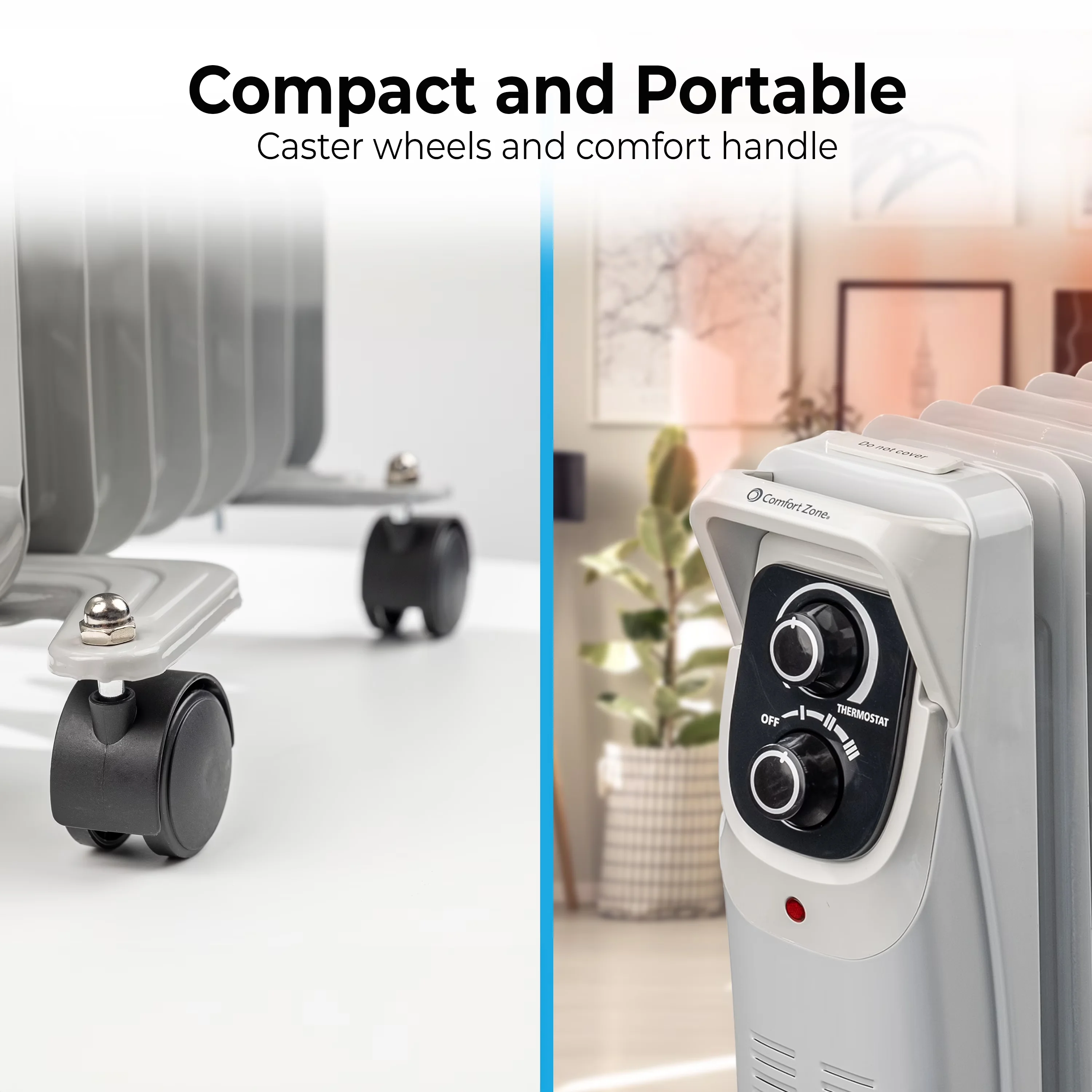 Portable And Electric Space Heater Efficient with 1500W, Automatic Shutoff, Adjustable - White Model F7B0F3