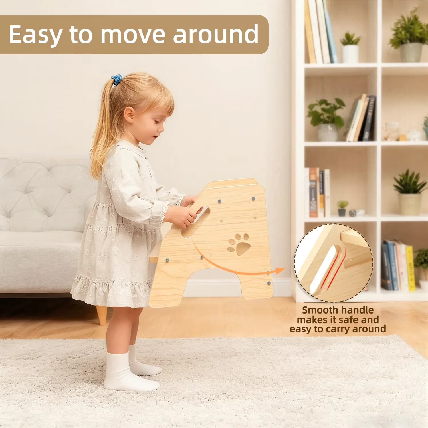 Ladders And Step Stool Durable with Adjustable Height, Adjustable Wooden - Wood Yellow Model 47B3F5