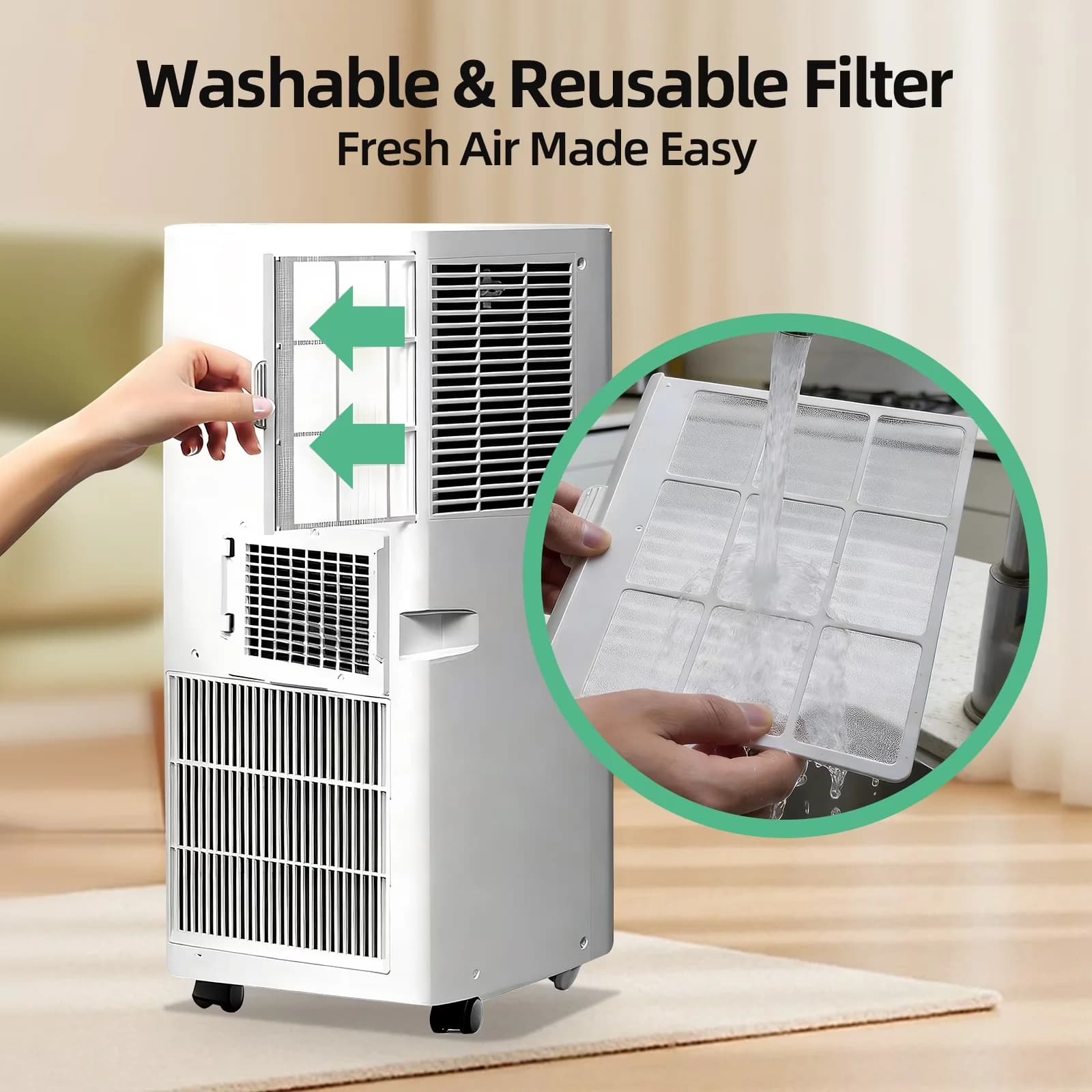Essential Air Conditioner with 8000 BTU, Remote Controlled, 3-in-1 Portable AC Units - White Model 72941B
