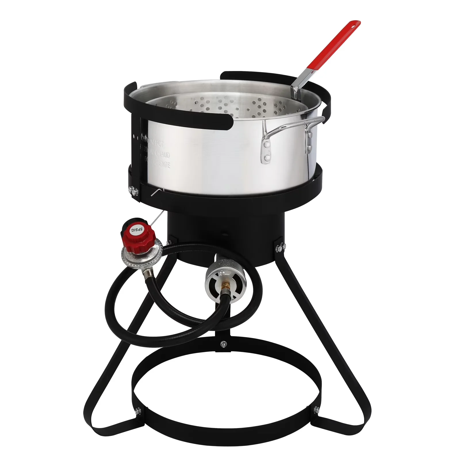 Stylish Outdoor Fryer with 54000 BTU, Iron Stove Frame - Silver Iron Aluminum Model 064F6A