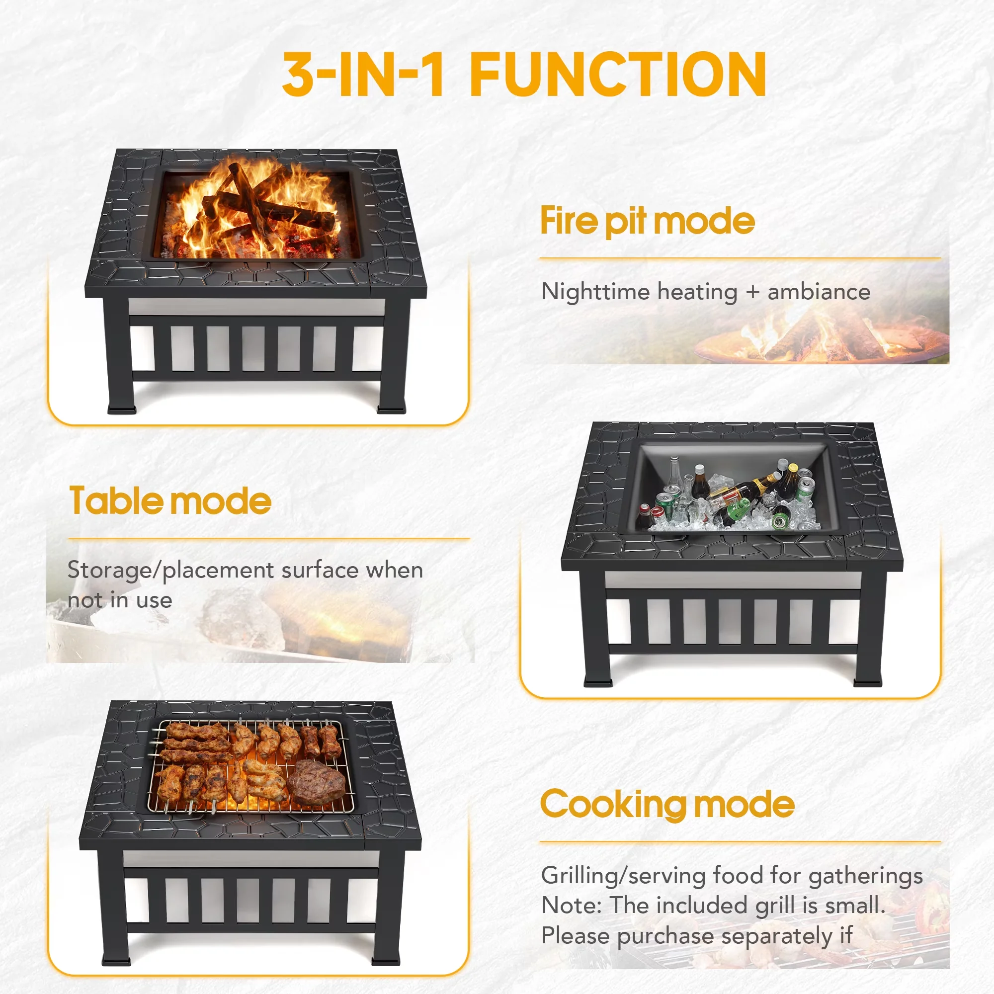 Durable Outdoor Heating with Weatherproof, Item Including:, Item Weight: 28.77 Lbs - Black Metal, Steel for Patio Model 15B0E0