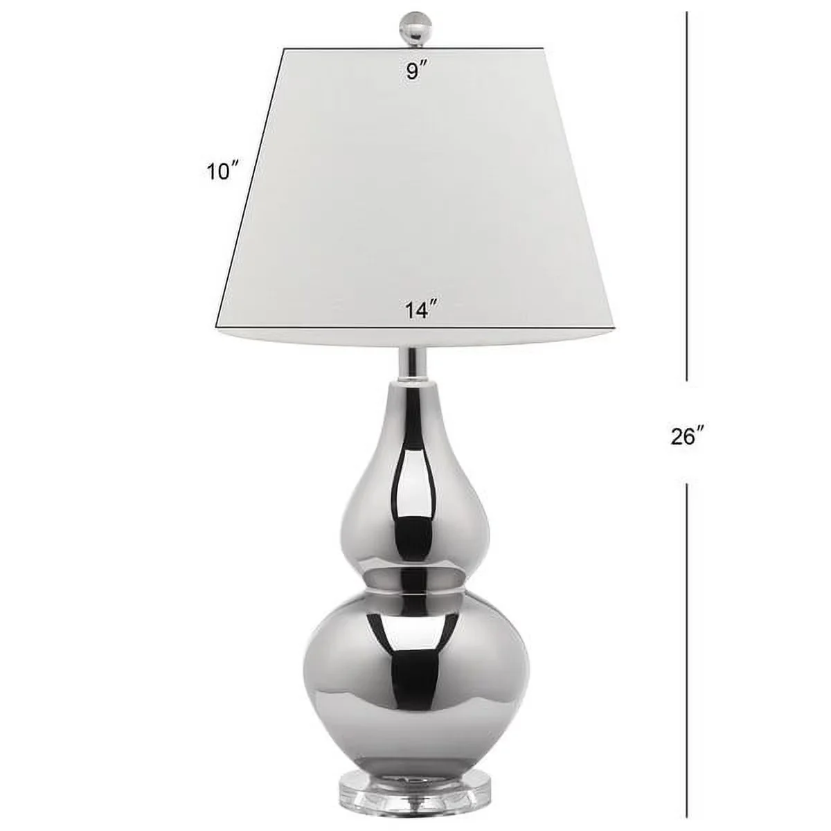 Sleek Table Lamp with Modern, Cybil 26 in. H Solid Double-Gourd - Silver Glass Model 73BED1