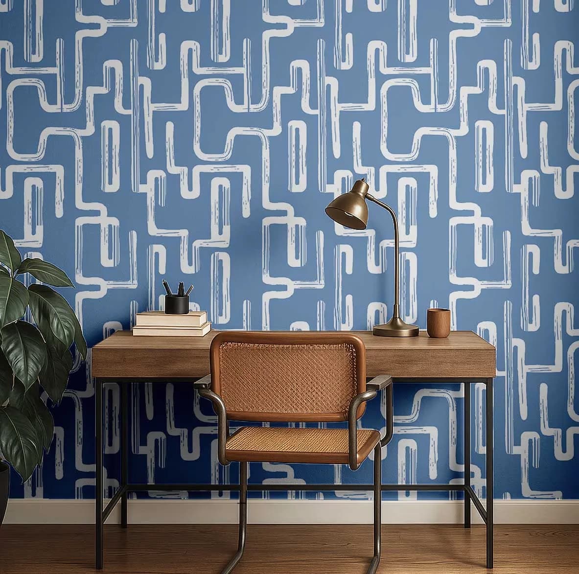Wallpaper Stylish with Durable, Removable, Waterproof - Vinyl Dusty Blue (Plain Vinyl) for Home, Living Model E17681