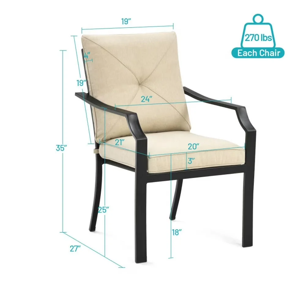 Patio Dining Set Versatile with Modern, Color of cushion:Beige - Steel, Fabric, Polyester Fabric, Foam Beige Model C7A69C