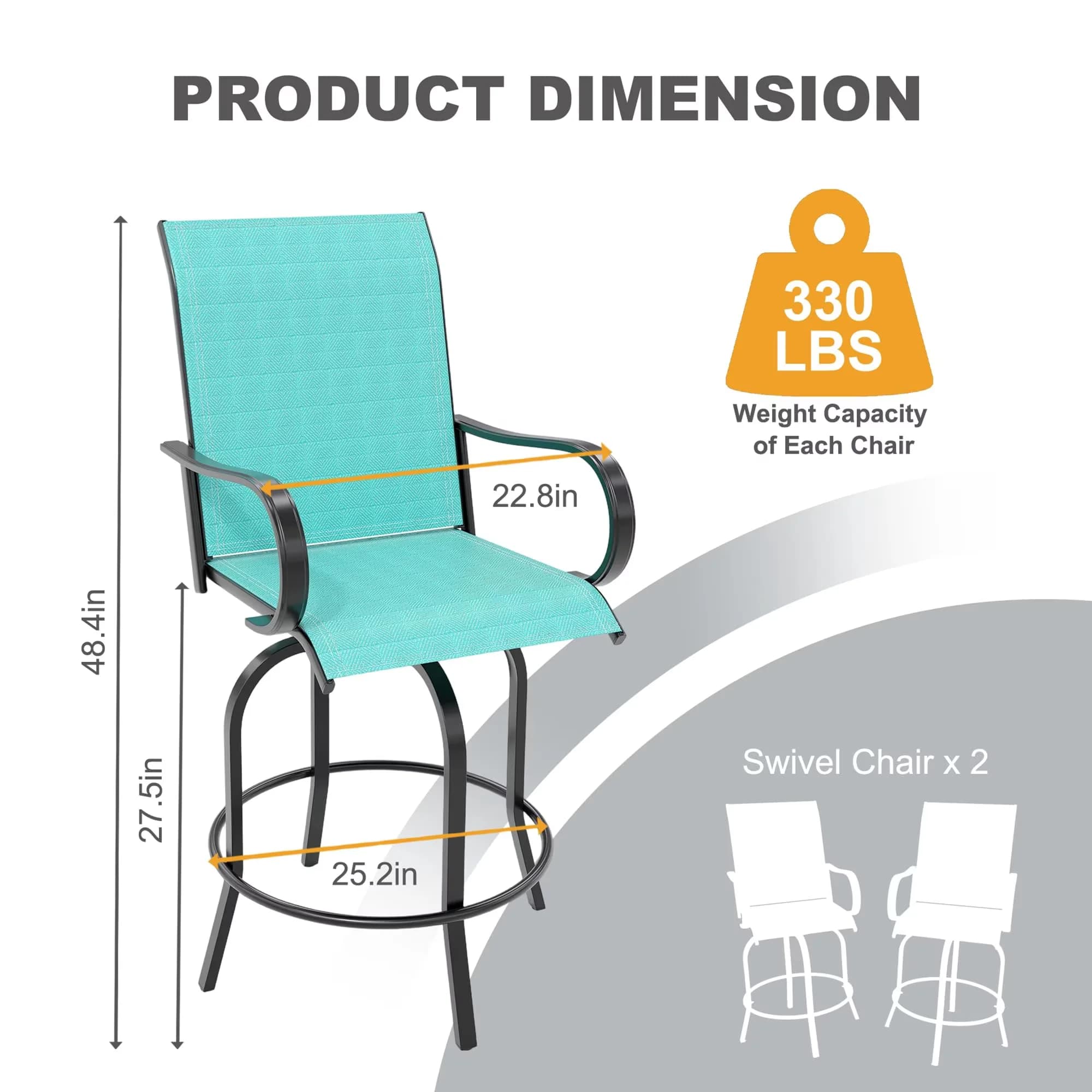 Patio Chair Efficient with Bar Height Outdoor Chairs, High Back & Armrests - Blue for Garden Model 4E270D